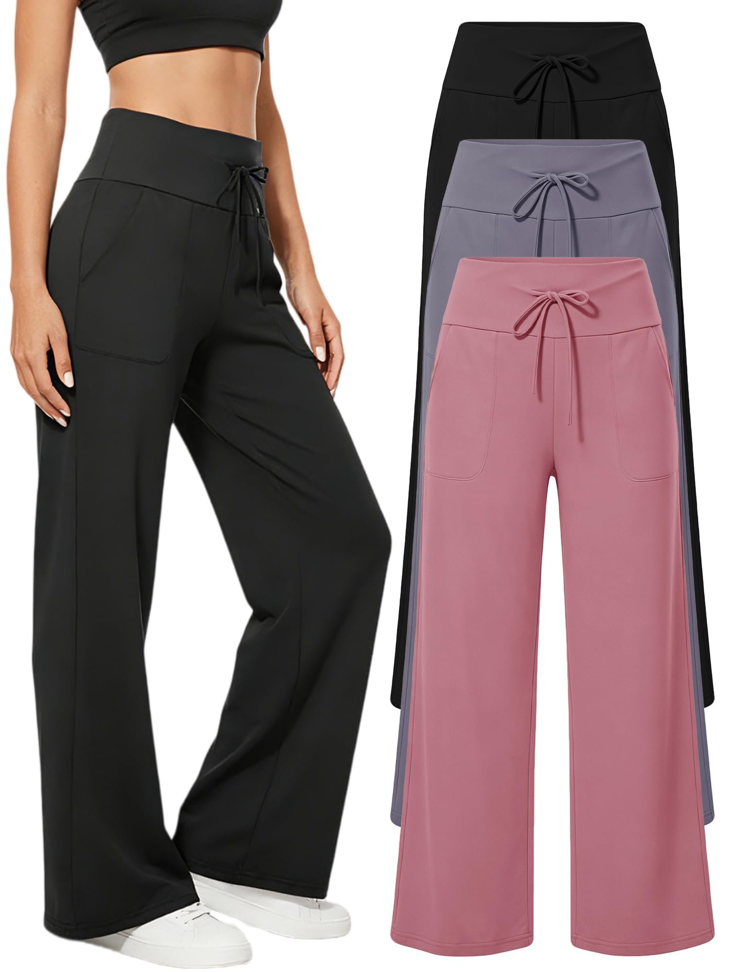 Closet called. Lightweight Hoodie picked up — Julgirl 3-Pack Women's Wide Leg Yoga Pants with Pockets