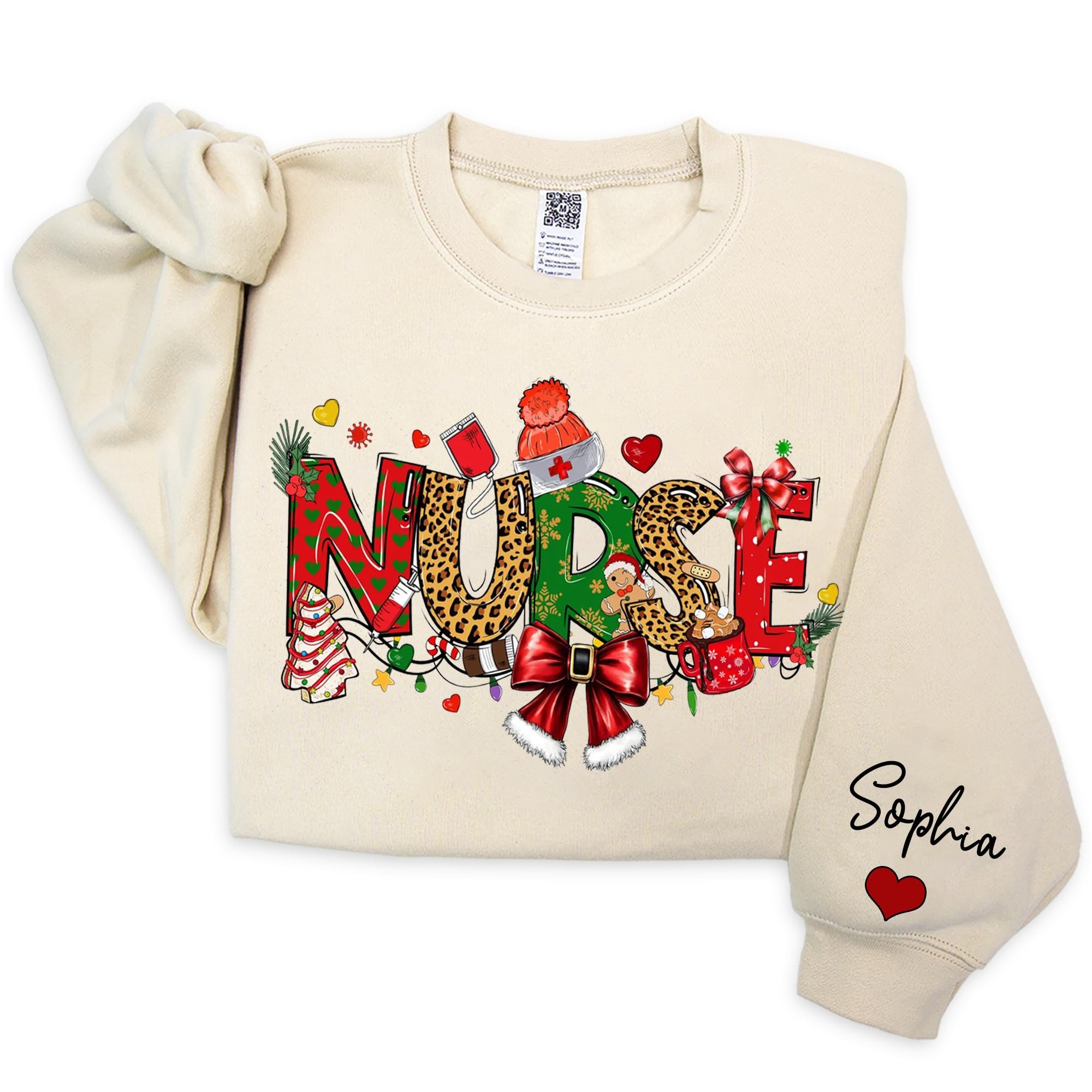 Sweatshirt brought its own sunshine — Chillever Nurses Christmas Sweatshirt, Custom Nurse Christmas Shirt with Name, Custom Nurse Crewneck Shirt for Her