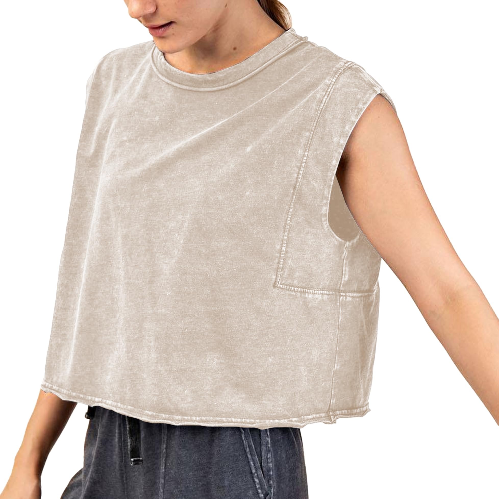 A quick cameo from Tank Top — Yioaga Women's 100% Cotton Tank Tops Soft Acid Wash Sleeveless Athletic Tank Oversized Basic T Shirts Yoga Gym Workout Tops