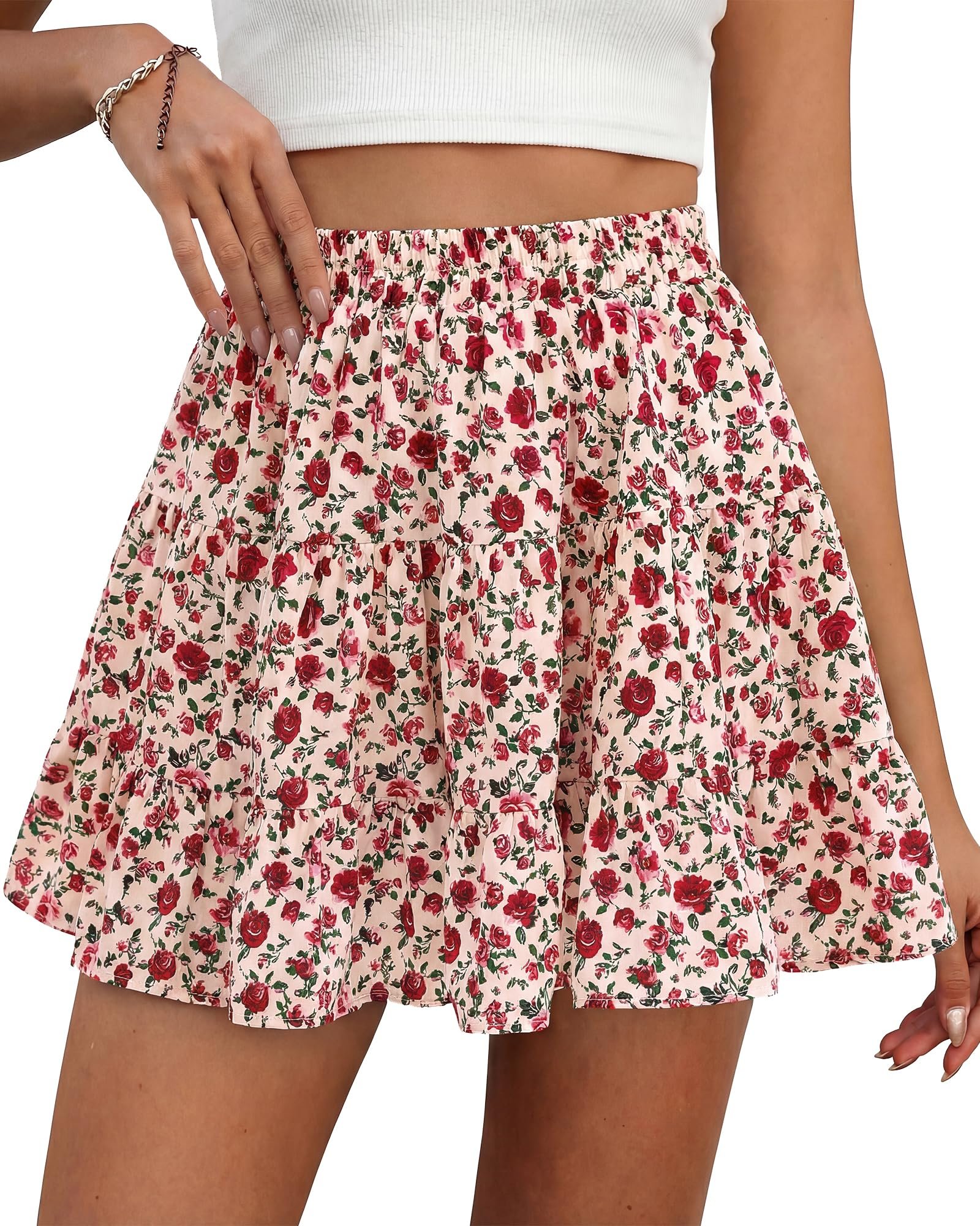 This oatmeal cardigan's scalloped edges caught my eye — Btfbm Skirts for Women Summer Casual Floral Mini Skirt