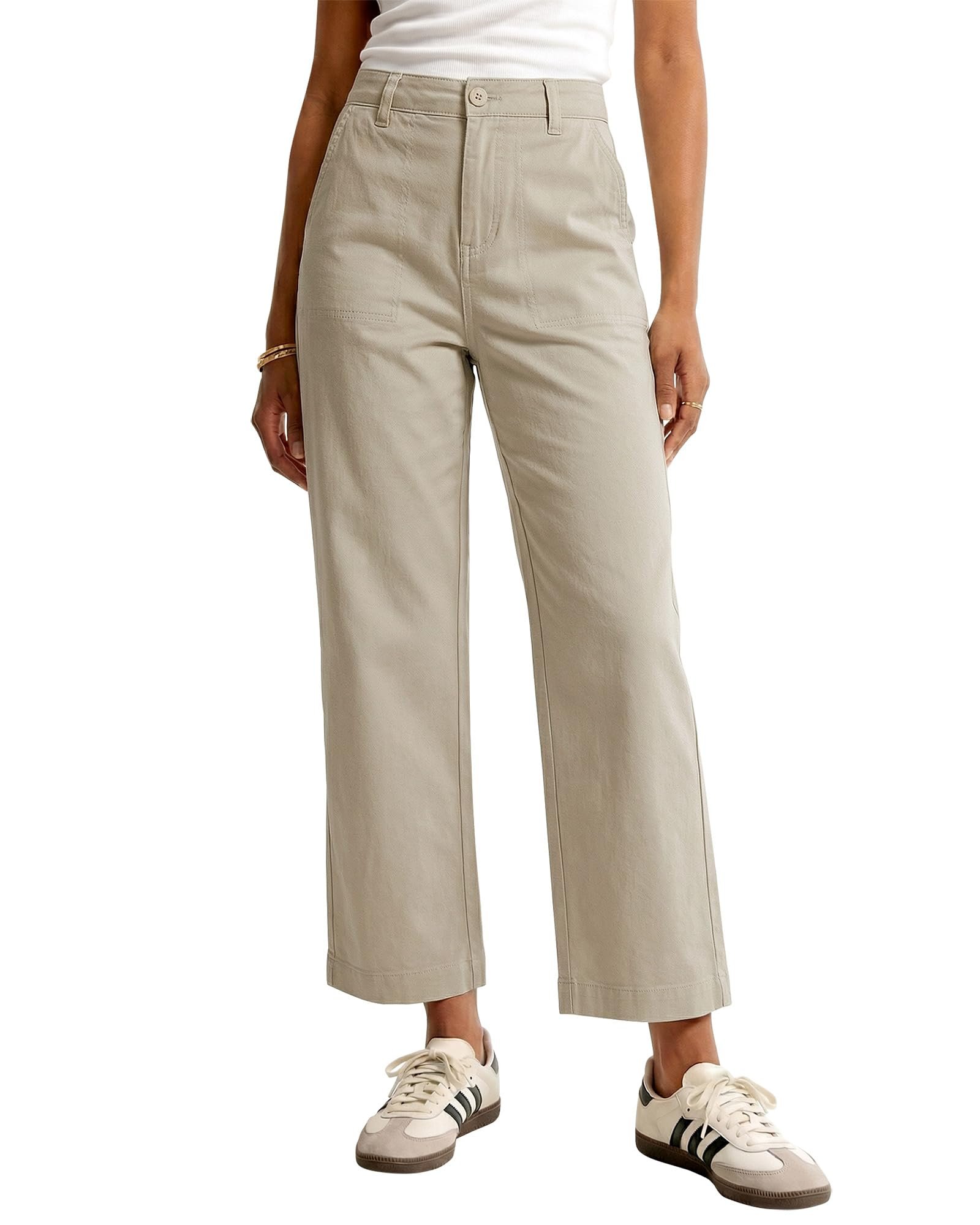 The late-night outfit that began with Hooded Jacket — Grapent Wide Leg Pants for Women Cropped Chino High Waisted Business Casual Elastic Waist Work Trouser Pants with Pocket