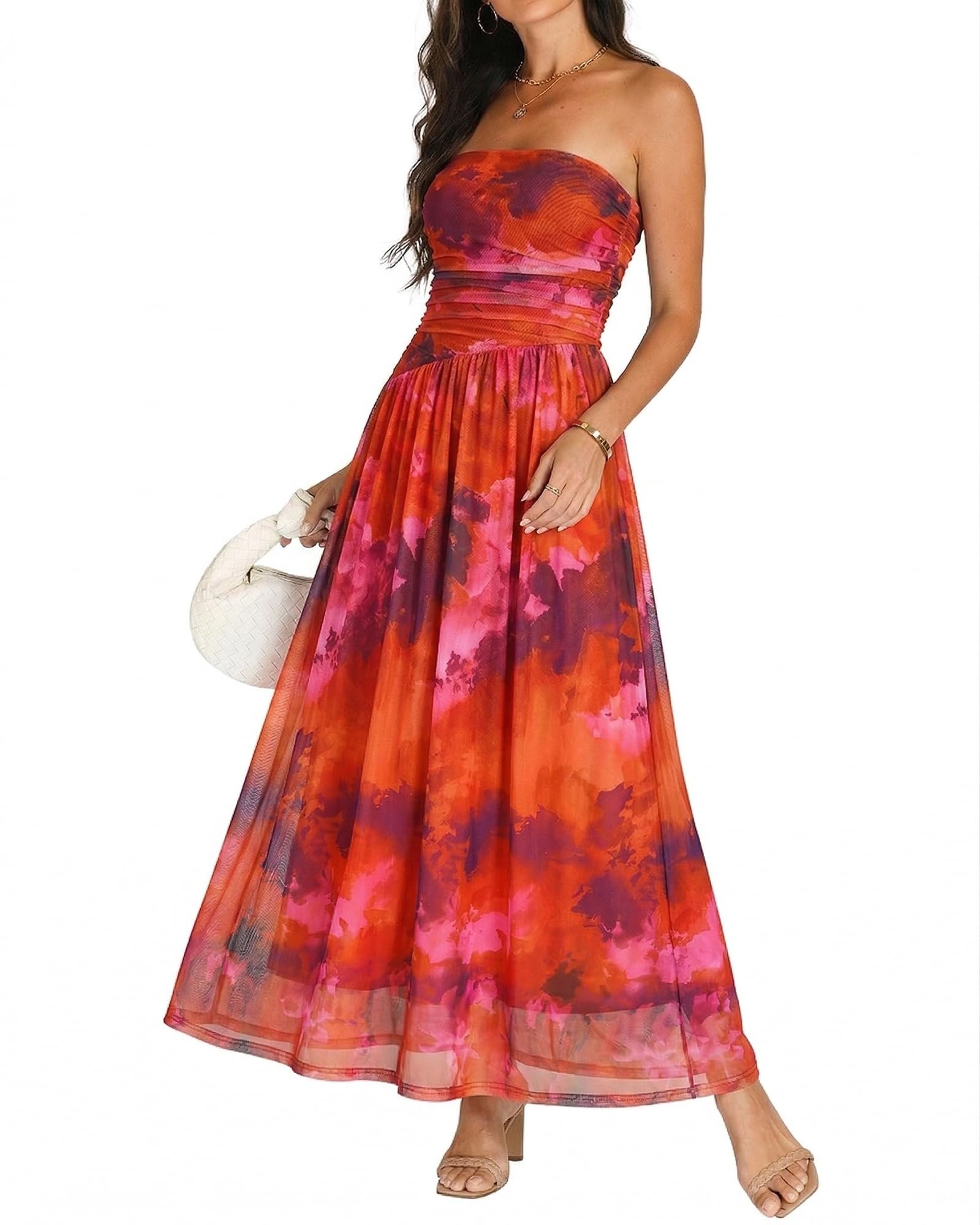Dress: proof I can dress and tell a joke — Oulesis Floral Wedding Guest Dresses for Women Mesh Long Flowy Formal Dress