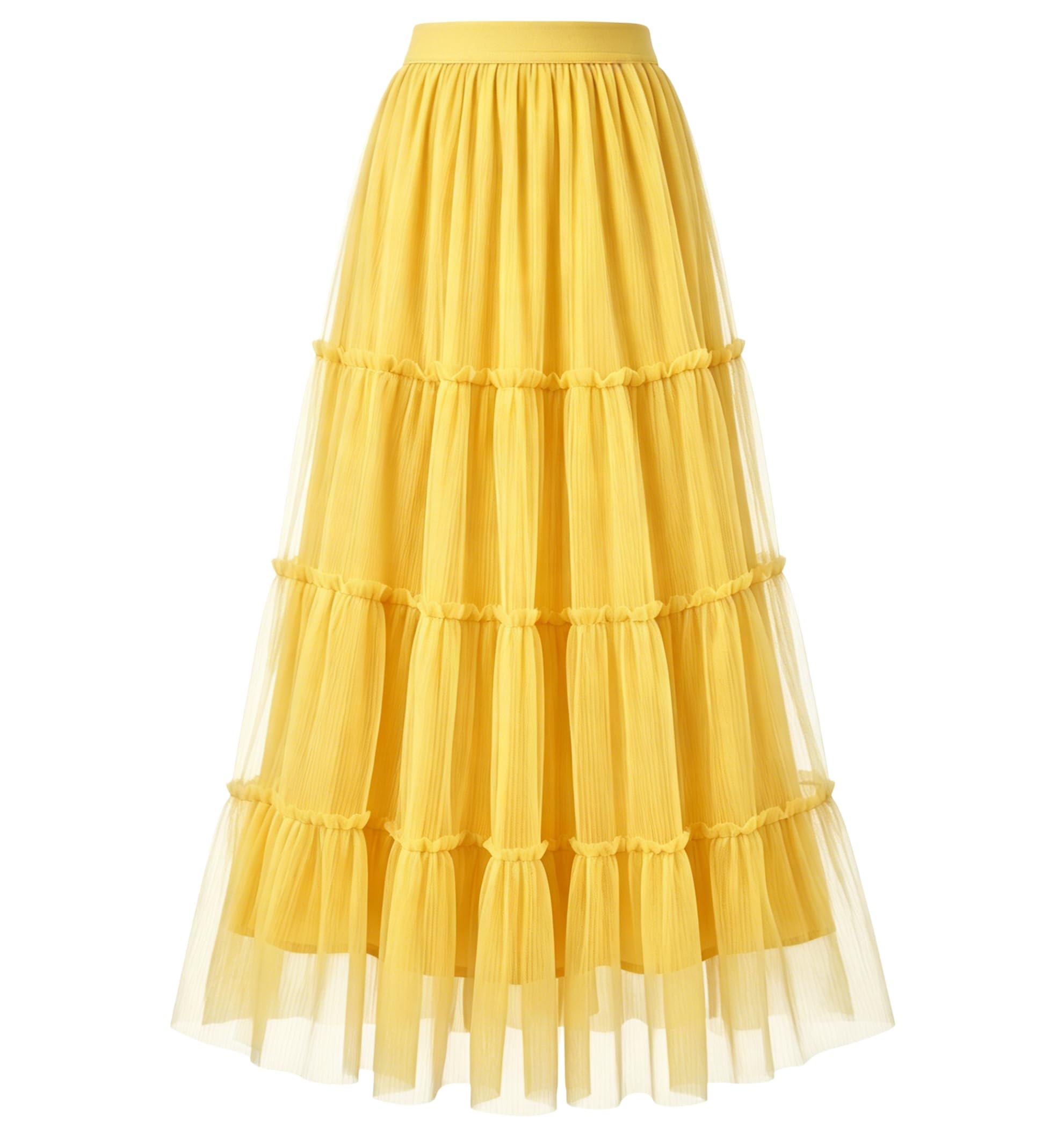 Cold front, warm welcome for Top — Tobyto Tulle Skirt for Women Flowy Long Fairy Skirt Elastic High Waisted Fashion Casual Draped Skirt for Date Night Outfits