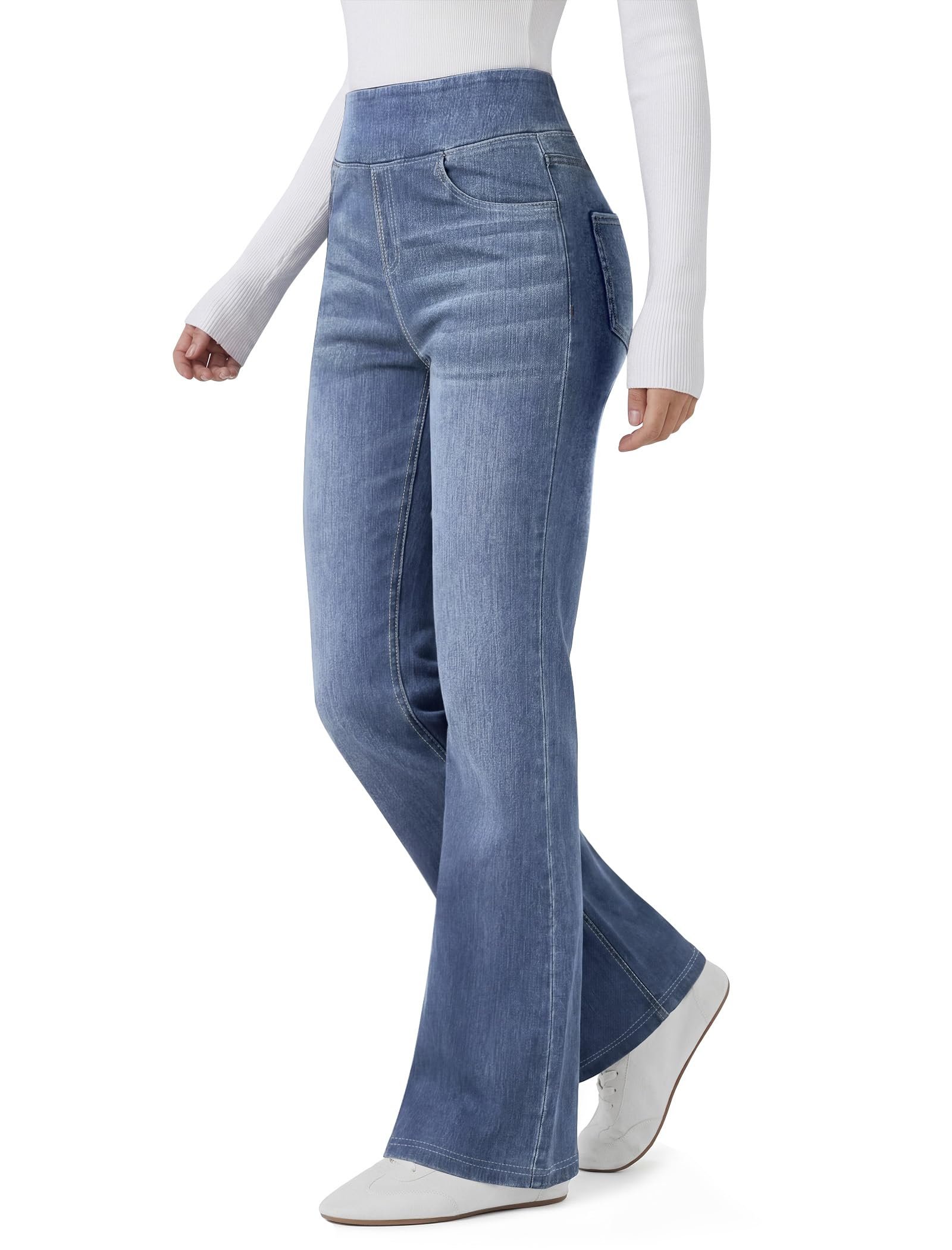 Cropped Jacket and Jeans versus my very unorganized schedule — FireSwan Women’s Trendy Stretchy Flare Jeans Pull On Casual Denim Pants