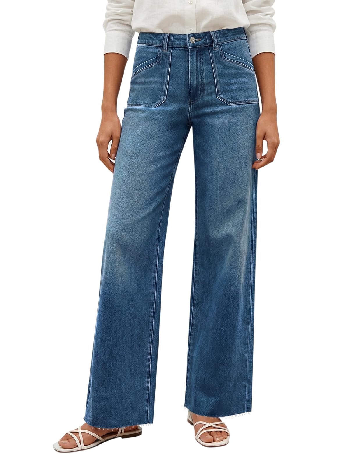 Snowman graphic with red scarf and carrot nose — Cicy Bell Womens Wide Leg High Waisted Jeans Stretchy Straight Denim Pants