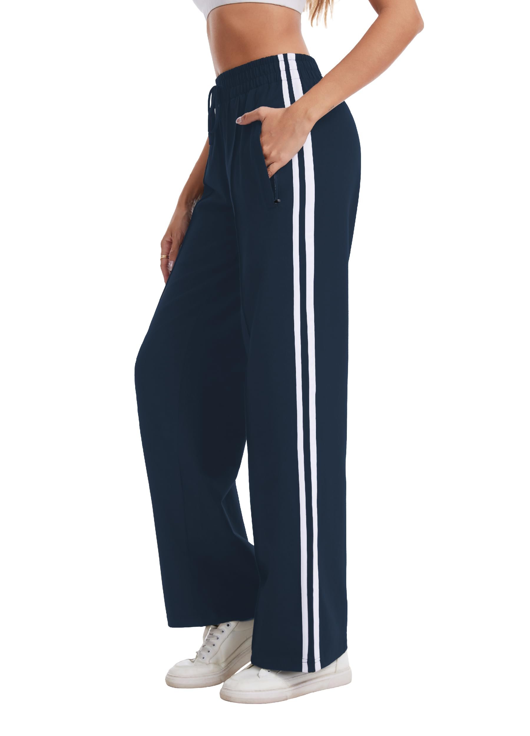 One outfit question, answered by Jacket — Houmous Cotton Sweatpants Womens Wide Leg Track Pants Lounge Stretch Athletic Loose Jogging Sport Zip Pockets