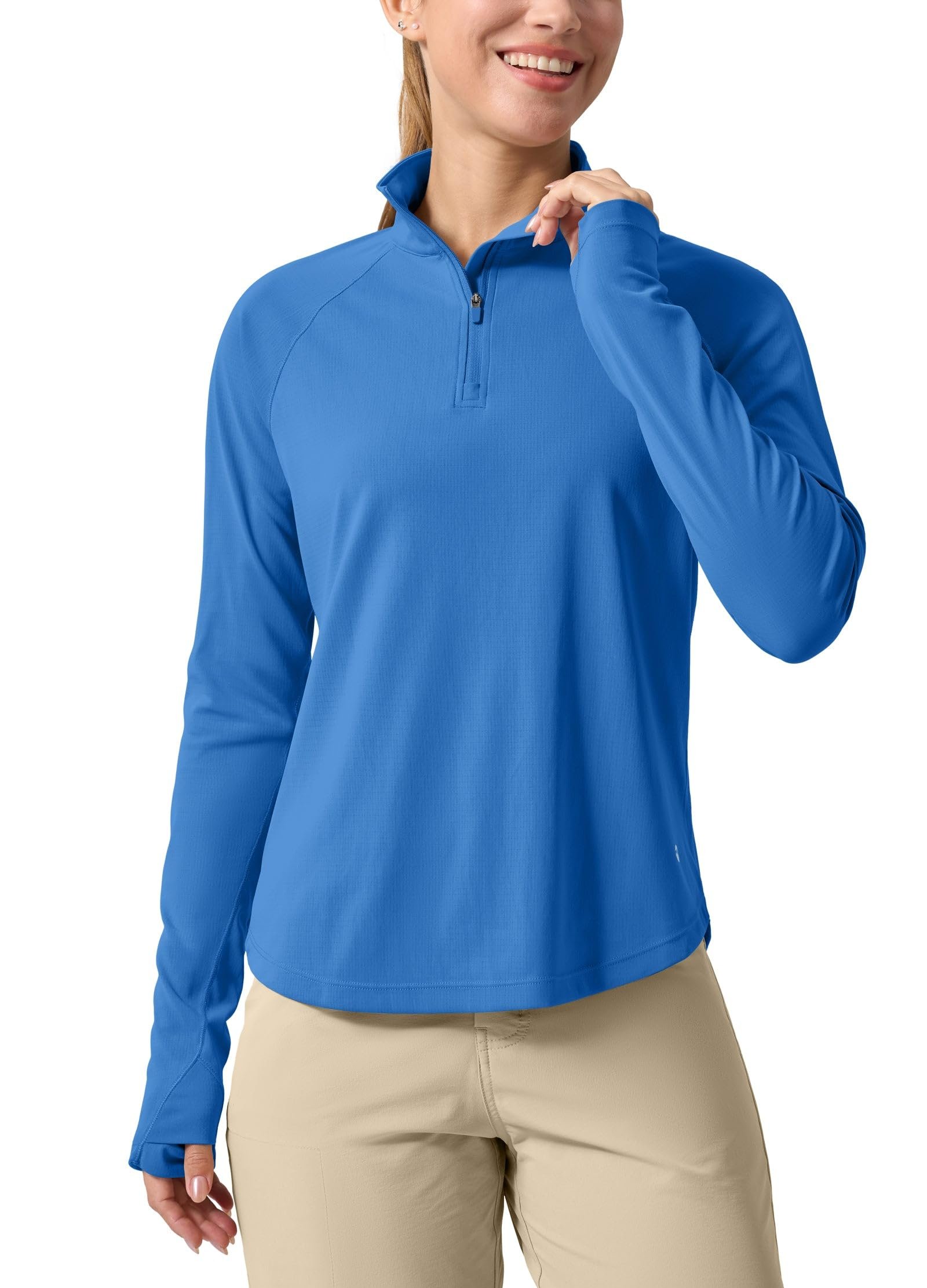 Diagonal seams down the front of these wide legs — Willit Women's Sun Shirts Long Sleeve UPF 50+ Golf Quarter-Zip Pullover Lightweight Quick Dry Hiking Travel SPF UV T-Shirts
