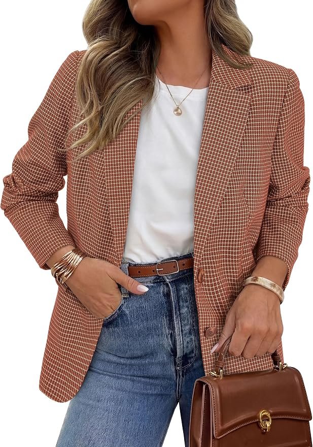 Sun out, Blazer on — Prettygarden Fall Plaid Blazers for Women Business Casual