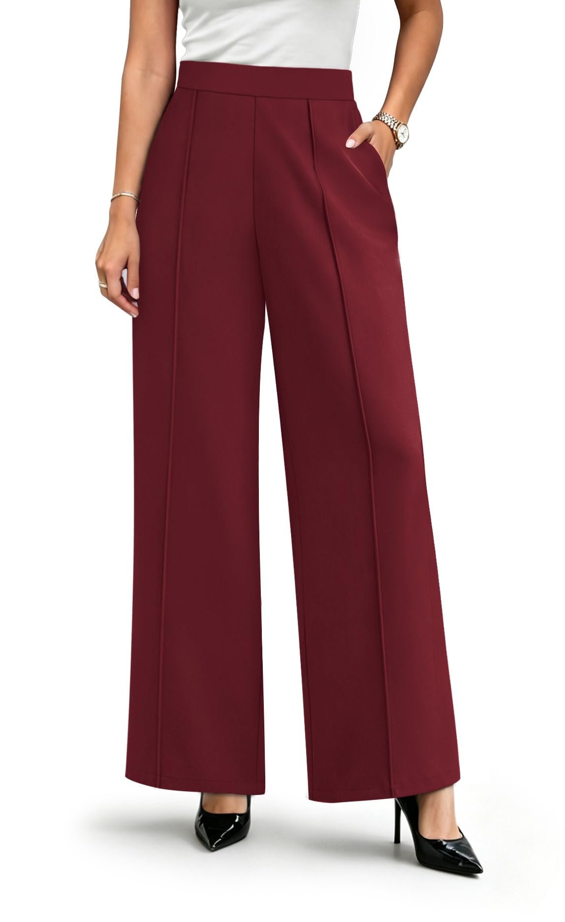 The outfit started with Cropped Lightweight Jacket — Wiholl Wide Leg Dress Pants for Women Business Casual Outfits Work Slacks
