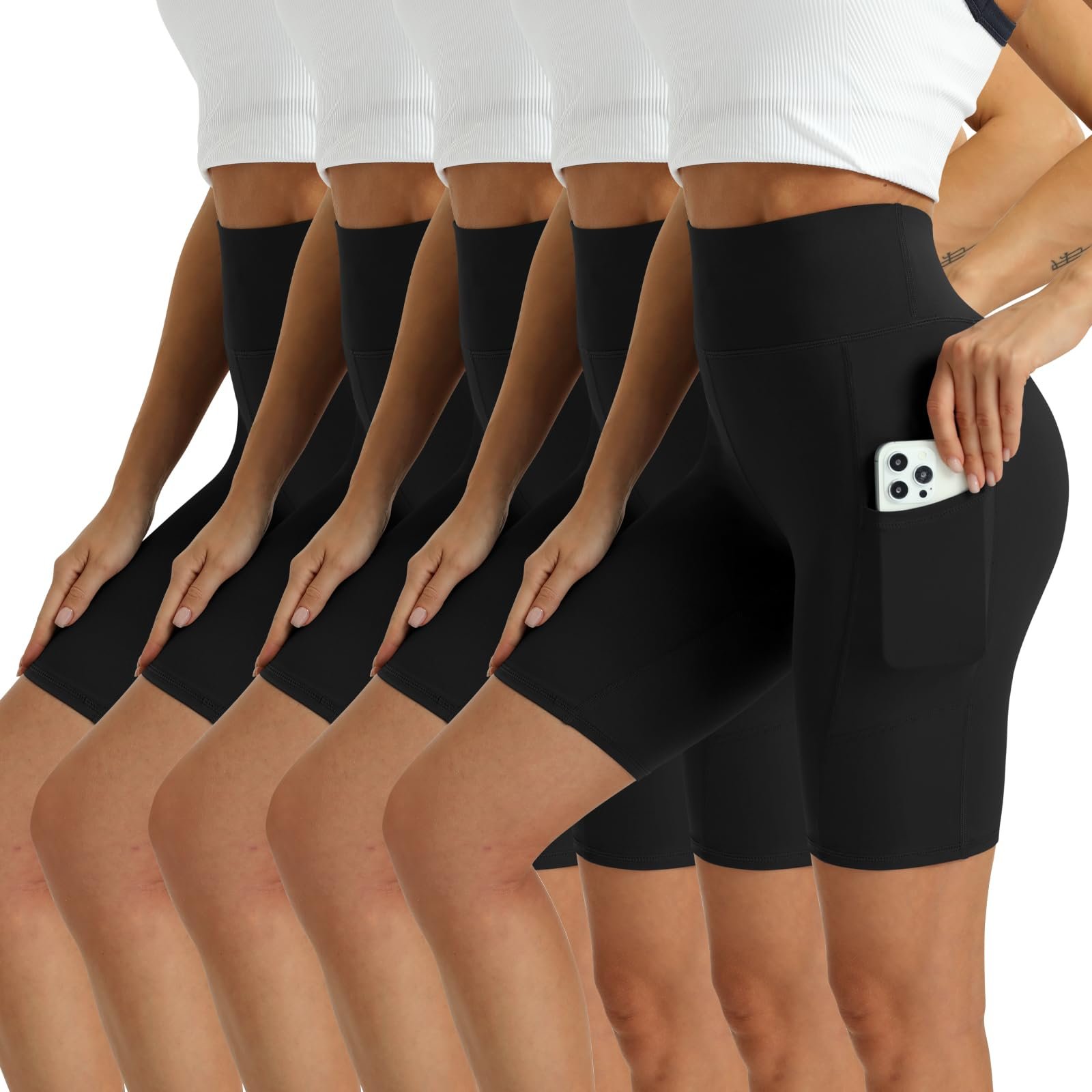 Snap buttons and half zip at the collar of the pullover — MaaGcc High Waisted Biker Shorts Women Athletic Gym Workout & Running