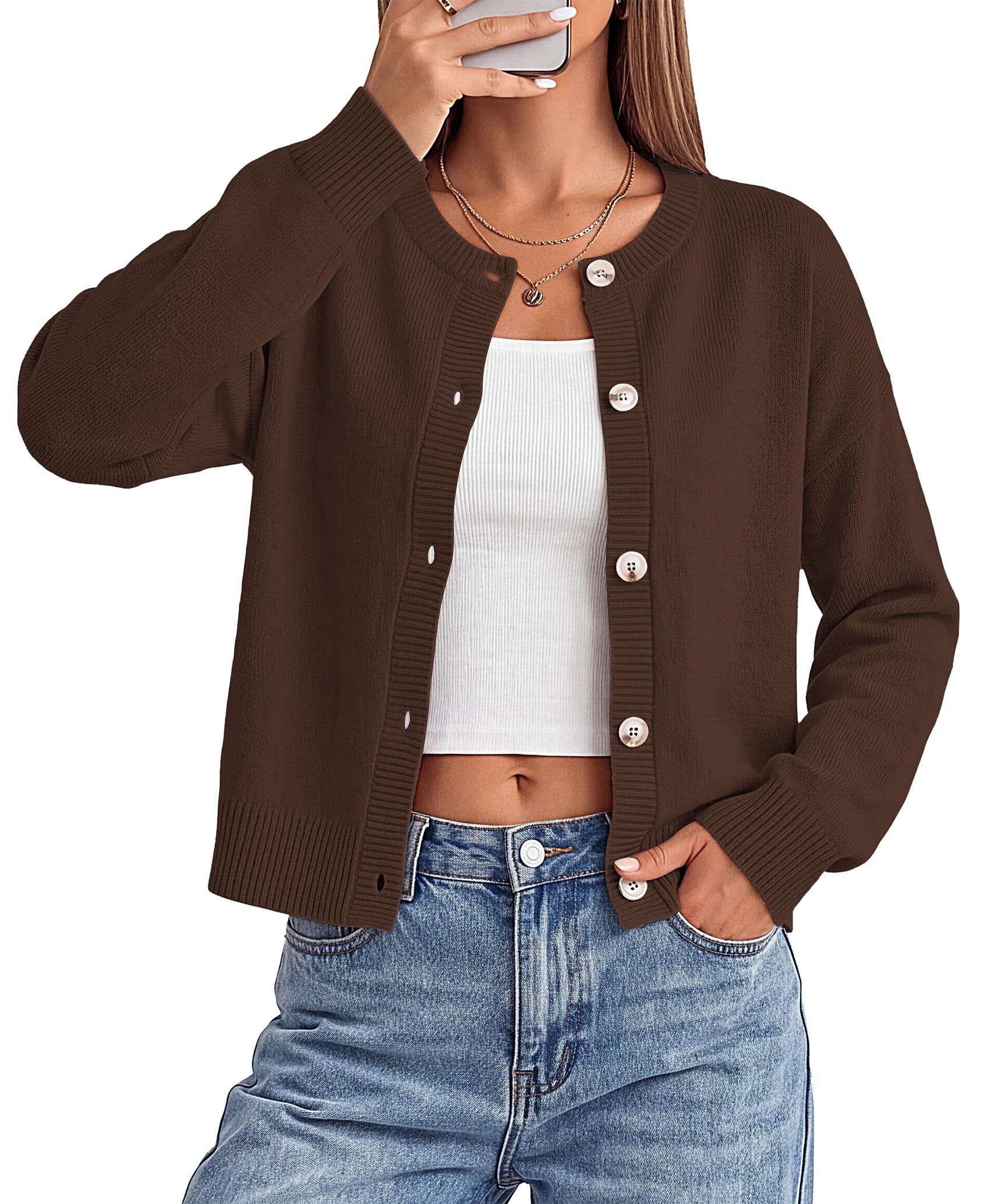 Four minutes, one mirror, zero regrets — Mascomoda Womens Fall Button Down Cropped Cardigan Sweaters