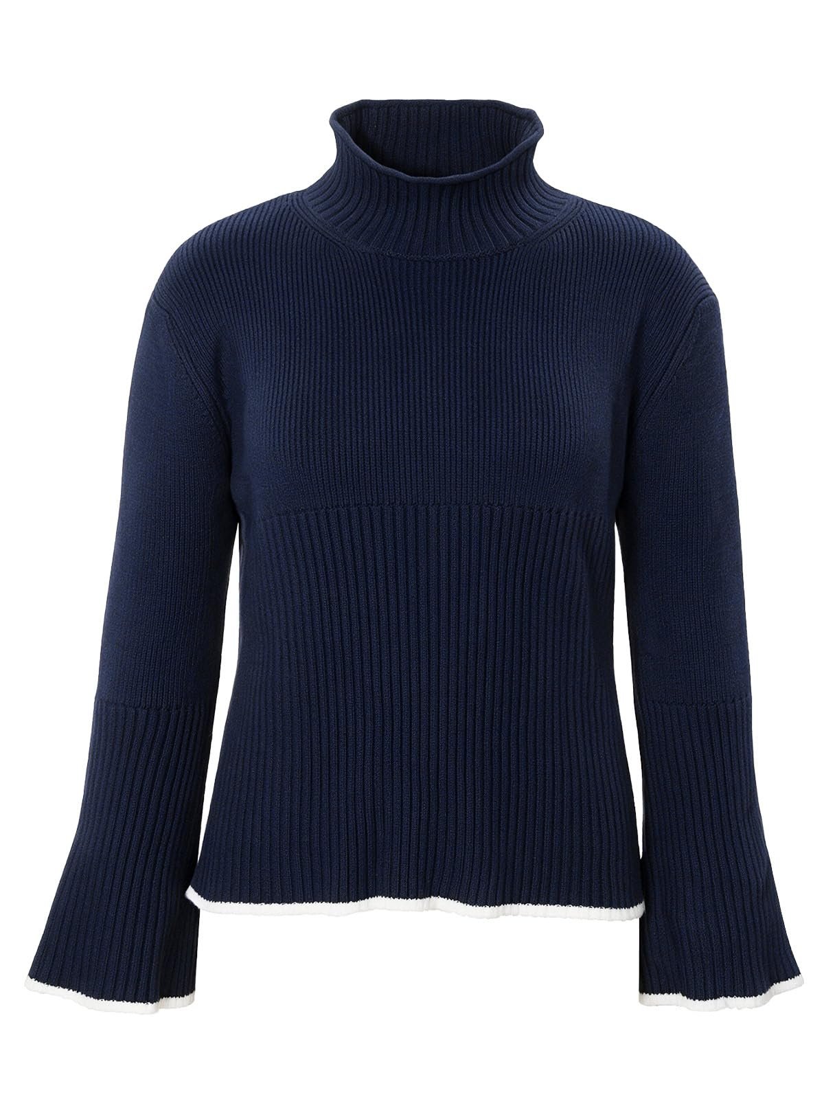 Golden hour approved this roll neck — Aiwufly Womens Roll Neck Sweater Fall Long Bell Sleeve Knit Sweater