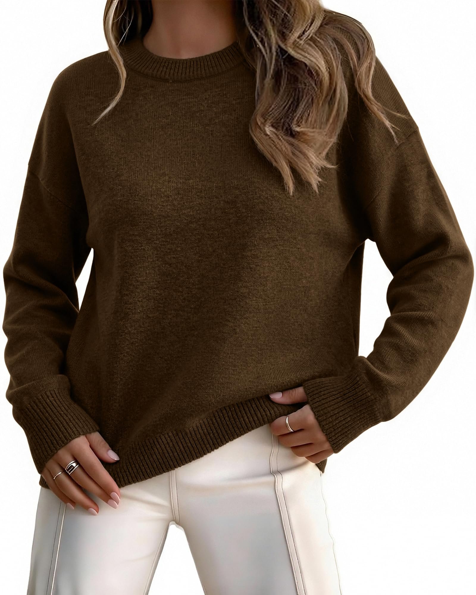 Top are sew ready — Qilora Women Long Sleeve Oversized Pullover Sweaters Fall Casual Knit Tops