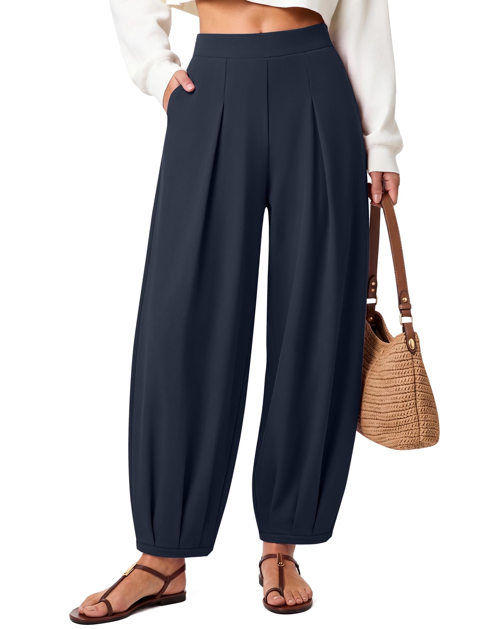 Building today's look from Dress outward — G4Free EverGoing Balloon Pants Women Ankle Length Pleated Harem Trousers