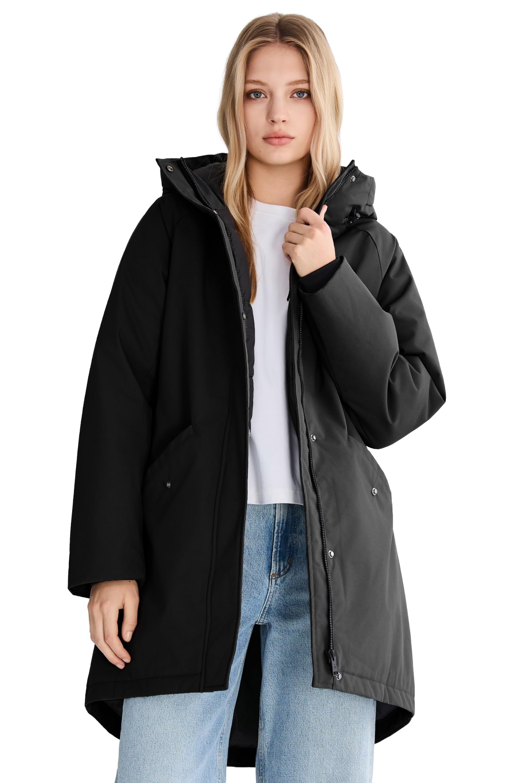 The little bow on those dusty rose shorts — Orolay Women's Winter Parka Coat Hooded Windproof Puffer Jacket with Pocket