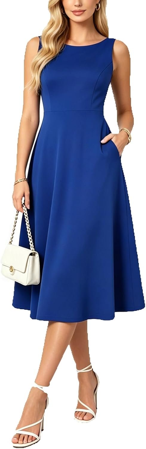 No notes, just Boat-Neck Dress — Belle Poque Womens Vintage Boat Neck Sleeveless Cocktail Dress