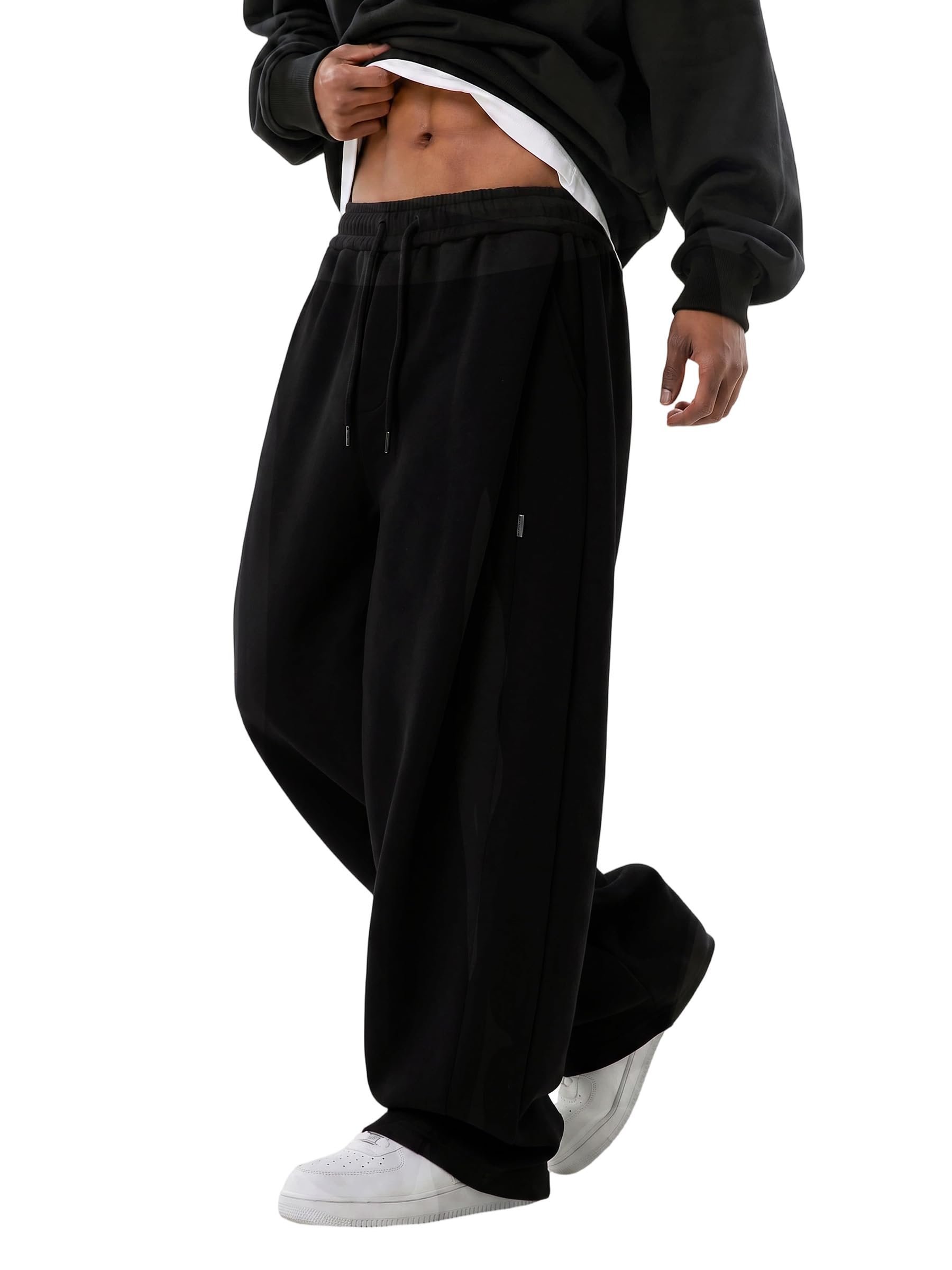 Half zipped, fully committed — CliffAnt Men's Baggy Sweatpants Loose Wide Leg Casual Joggers with Pockets for Men Baggy Sweatpants for Men