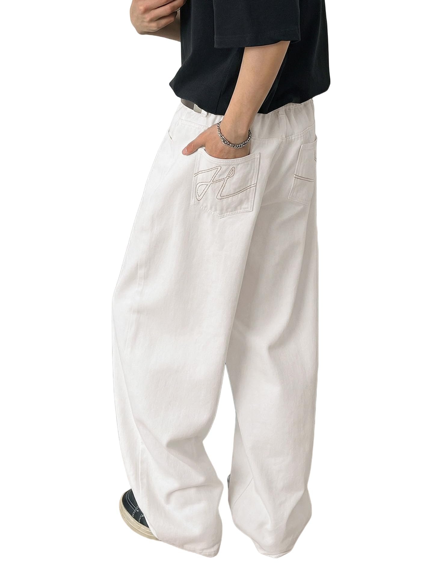 Golf shirt energy, zero golf involved — CliffAnt Men's Baggy Wide Leg Jeans Y2K Streetwear Denim Pants