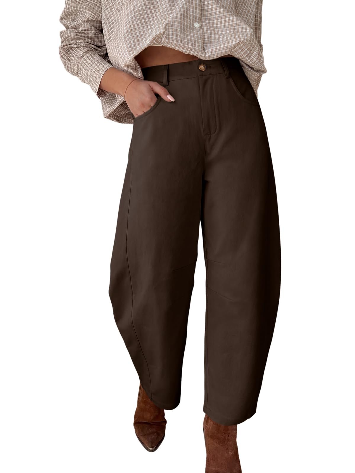A little shade, a lot of Lightweight Jacket — Tankaneo Womens Barrel Baggy Pants Casual Wide Leg Cropped Trousers