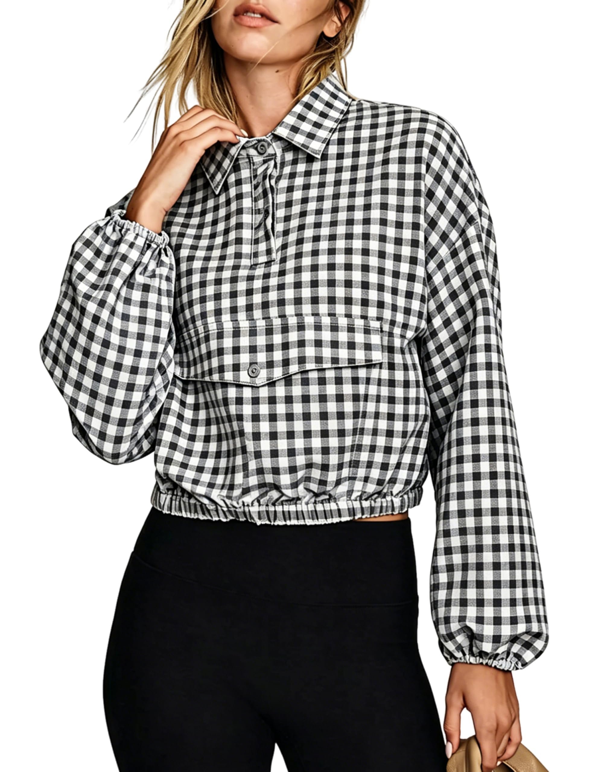 Closet called. Jacket picked up — Seetaa Women's Plaid Quarter Button Pullover Anorak Jacket