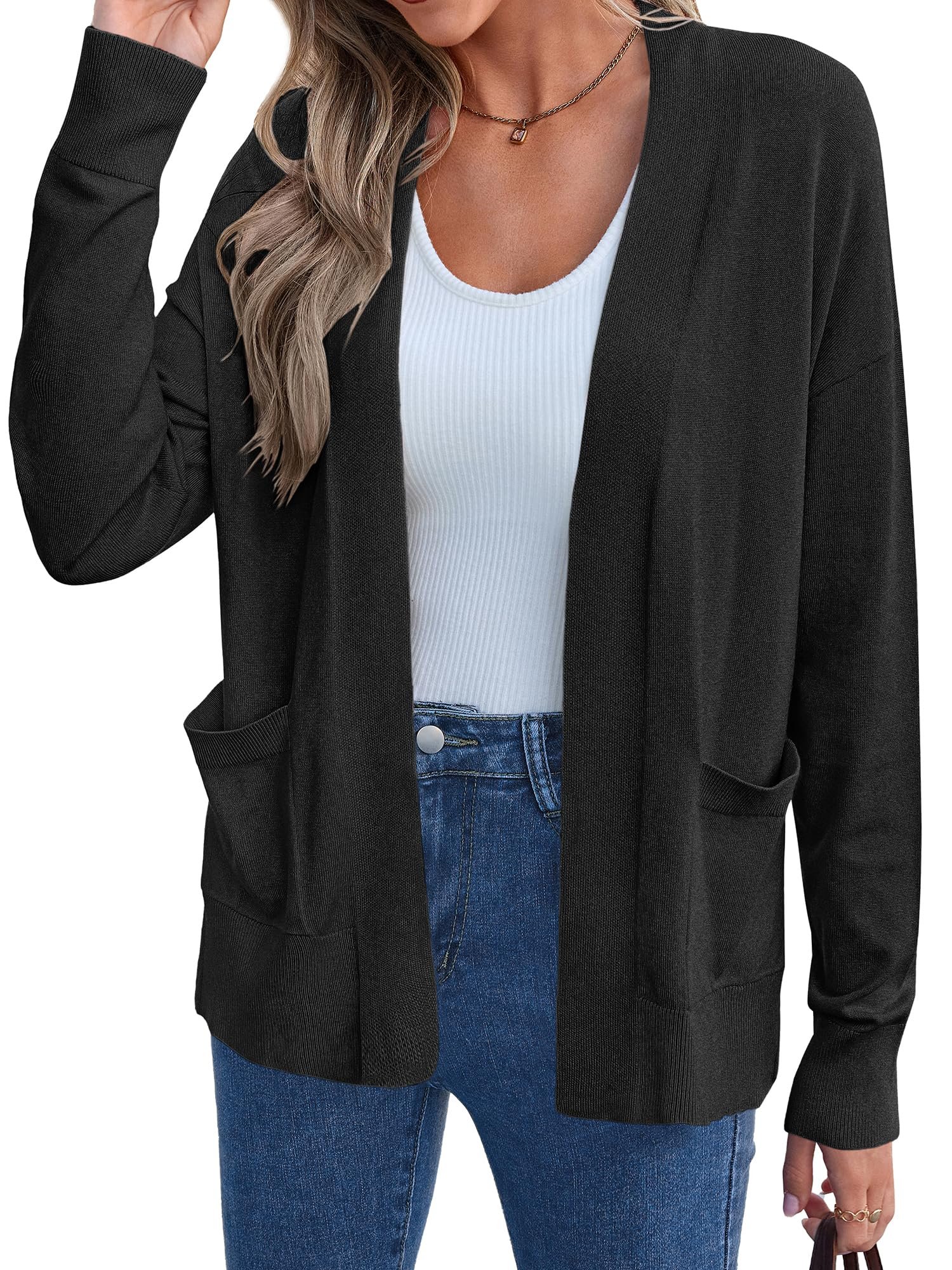 Jacket brought its own sunshine — Kirundo Open Front Long Cardigans for Women Trendy Sweaters with Pockets