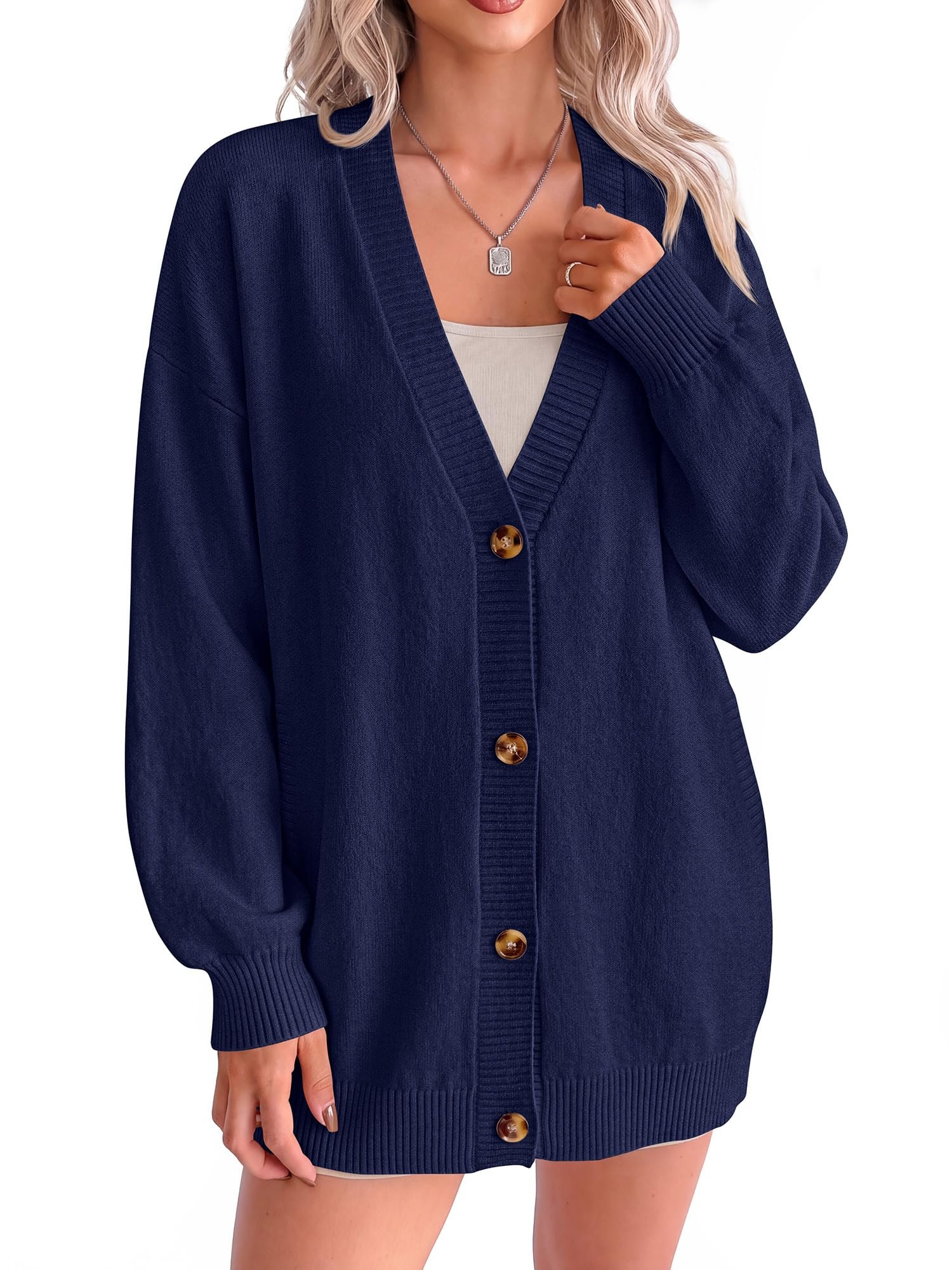 V-neck cropped in that openwork stitch — Btfbm Casual Long Sleeve Cardigan Sweaters for Women Fall Outfits 2026