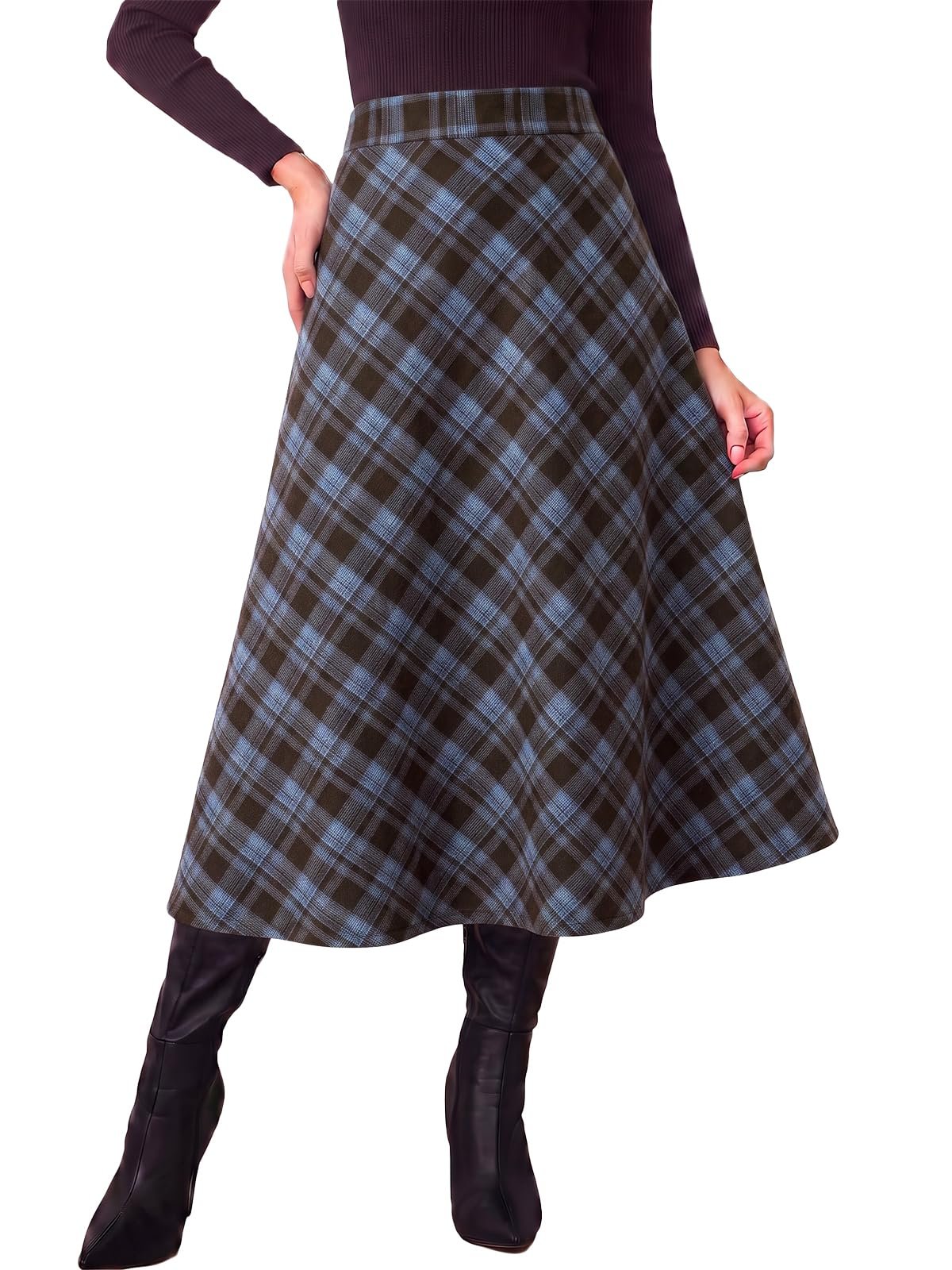 Blouse made a regular day look interesting — Tankaneo Womens Plaid Long Skirts Elastic Waist A-line Maxi Skirt 2026