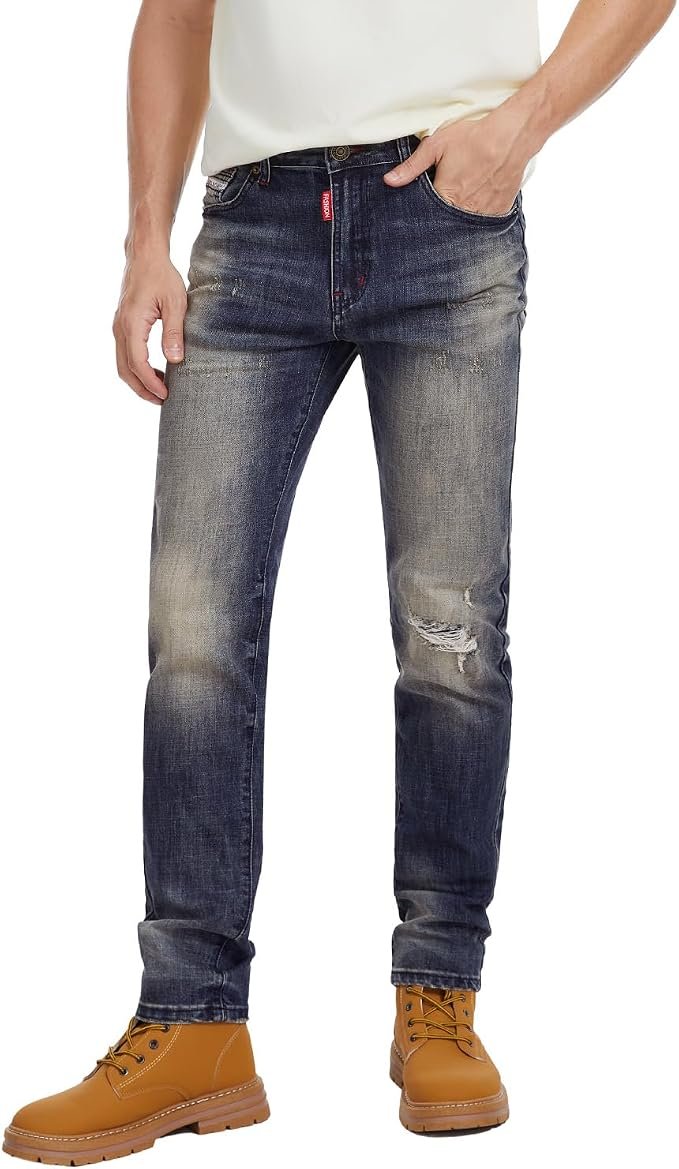 A quick cameo from Dress — Betu Men's Classic Vintage Denim Jeans, Slim Fit Ripped Streetwear Pants