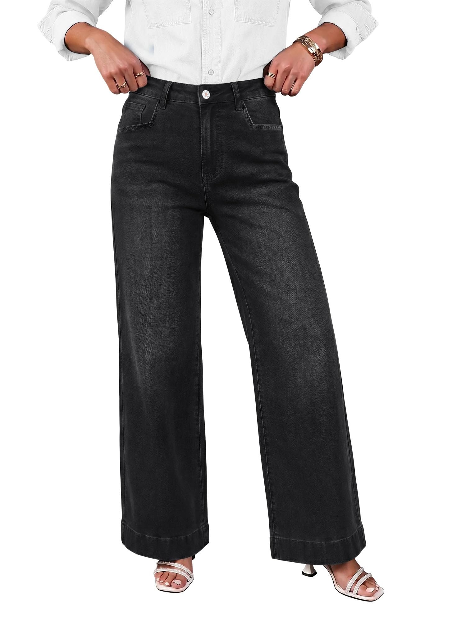 Weather report: Cropped Ruched Top remains in rotation — Bette Boutik Women's Wide Leg Jeans High Waisted Long Denim Pants