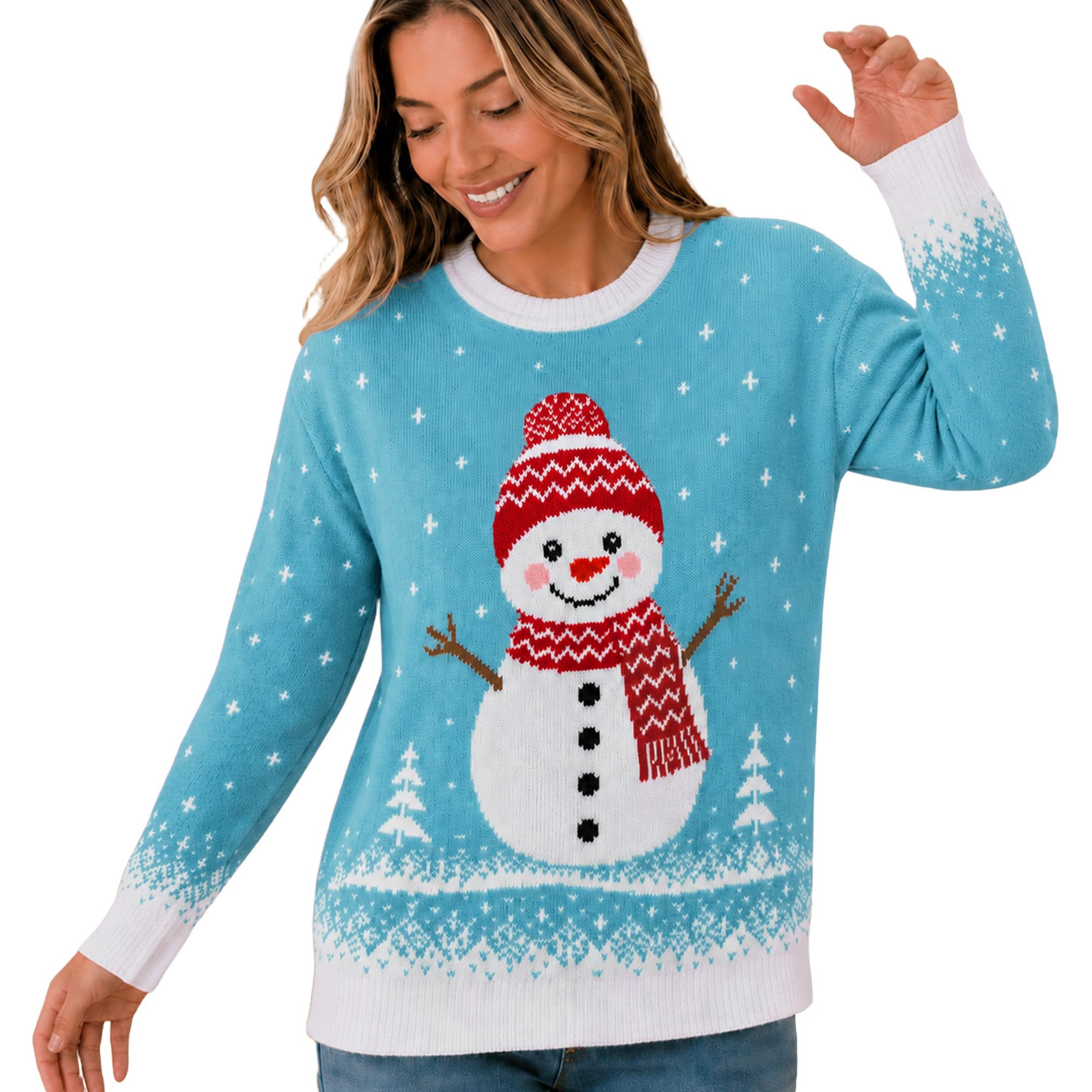 Top are sew ready — Heglo Ugly Christmas Sweater Women:Funny Snowman Costume Knit Pullover