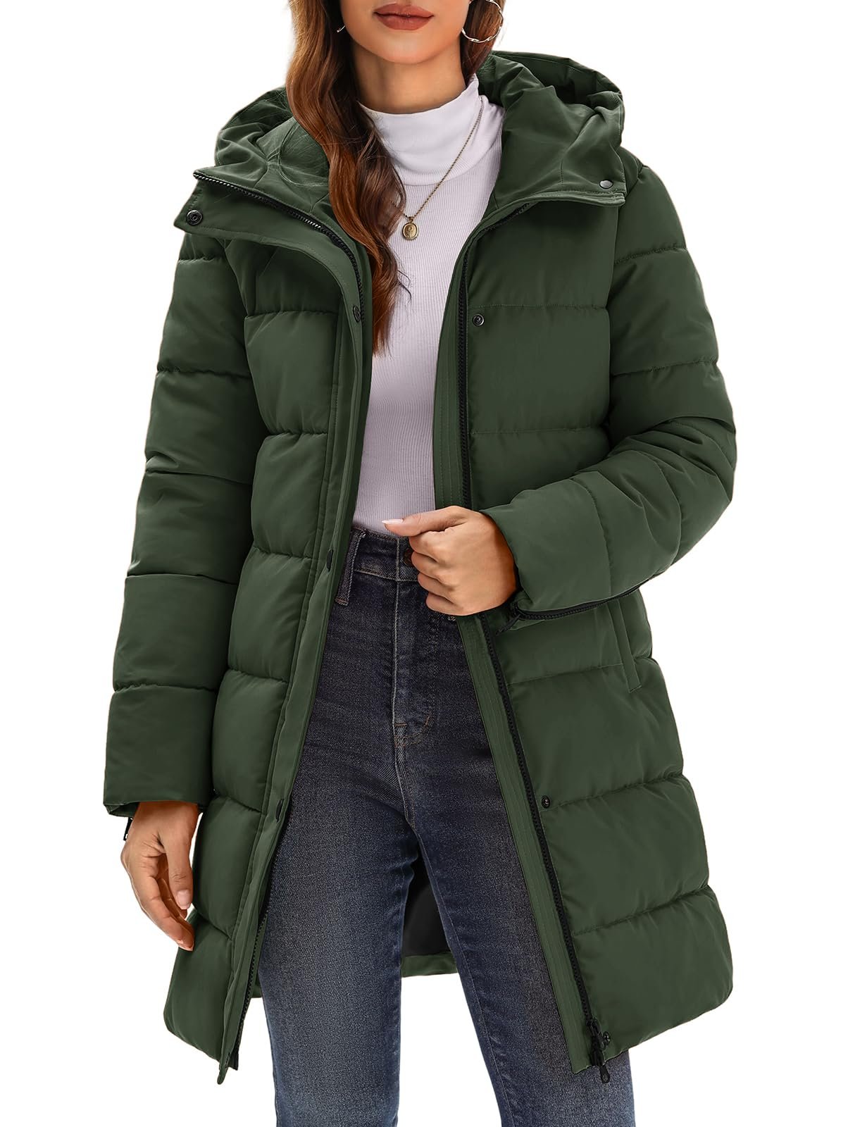 Pockets on pockets, and I used every single one — Heekpek Women Winter Puffer Coat Warm Long Quilted Jacket with Pockets