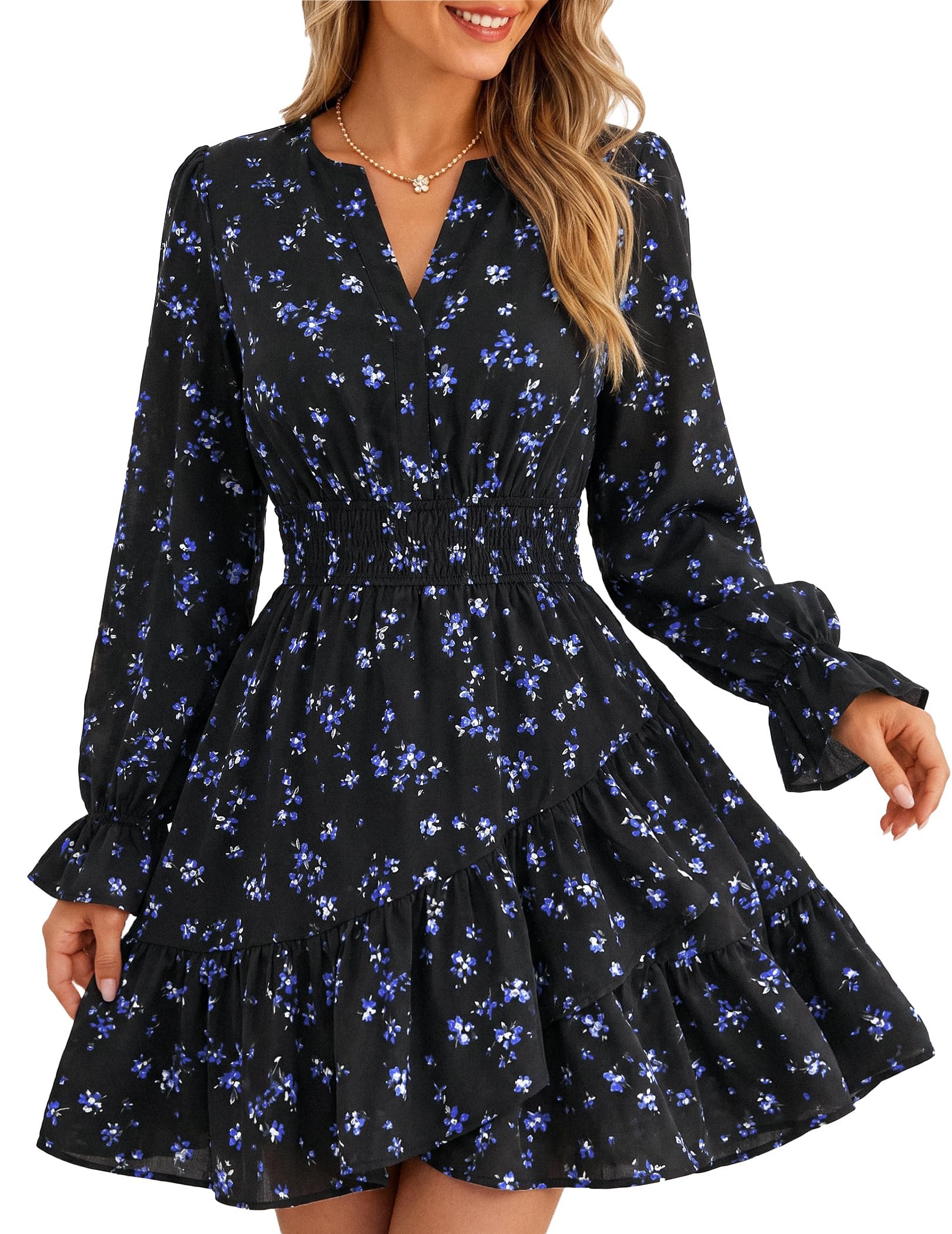 A little shade, a lot of Dress — Lookboho Women Long Sleeve Mini Dress 2026 Fall Wedding Guest Dresses