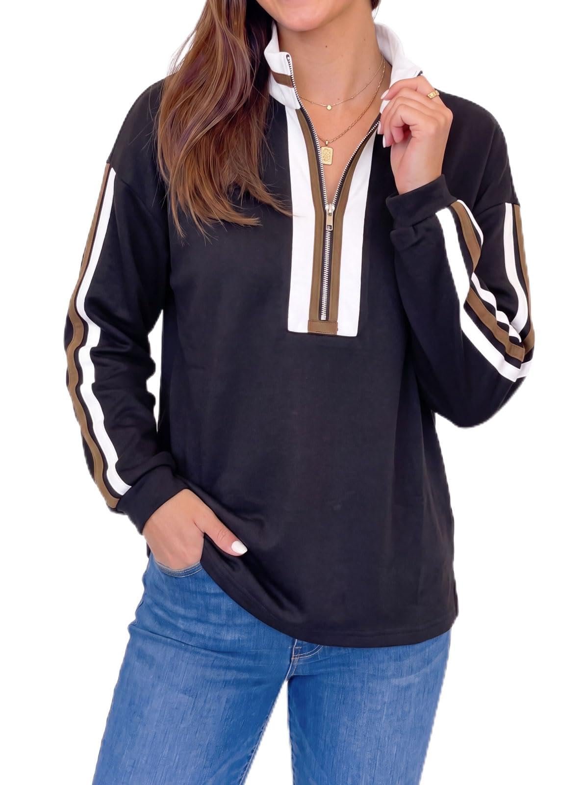 A closer look at how Sweatshirt moves — Tankaneo Womens Half Zip Pullover Long Sleeve Mock Neck Sweatshirt