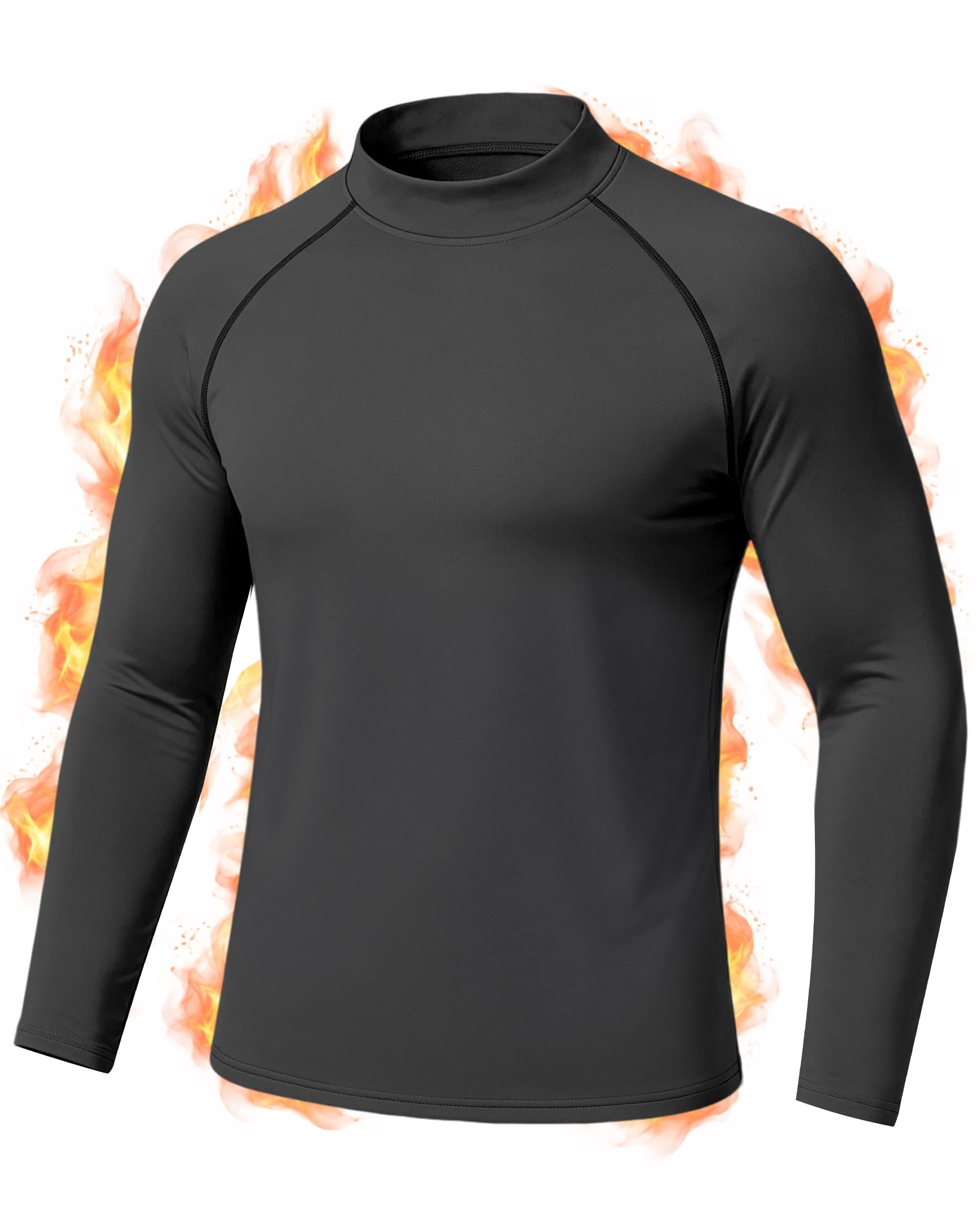 I came for Shirt and stayed for the seam joke — Roadbox Mens Mock Turtleneck Long Sleeve Shirt Thermal Fleece Lined Top