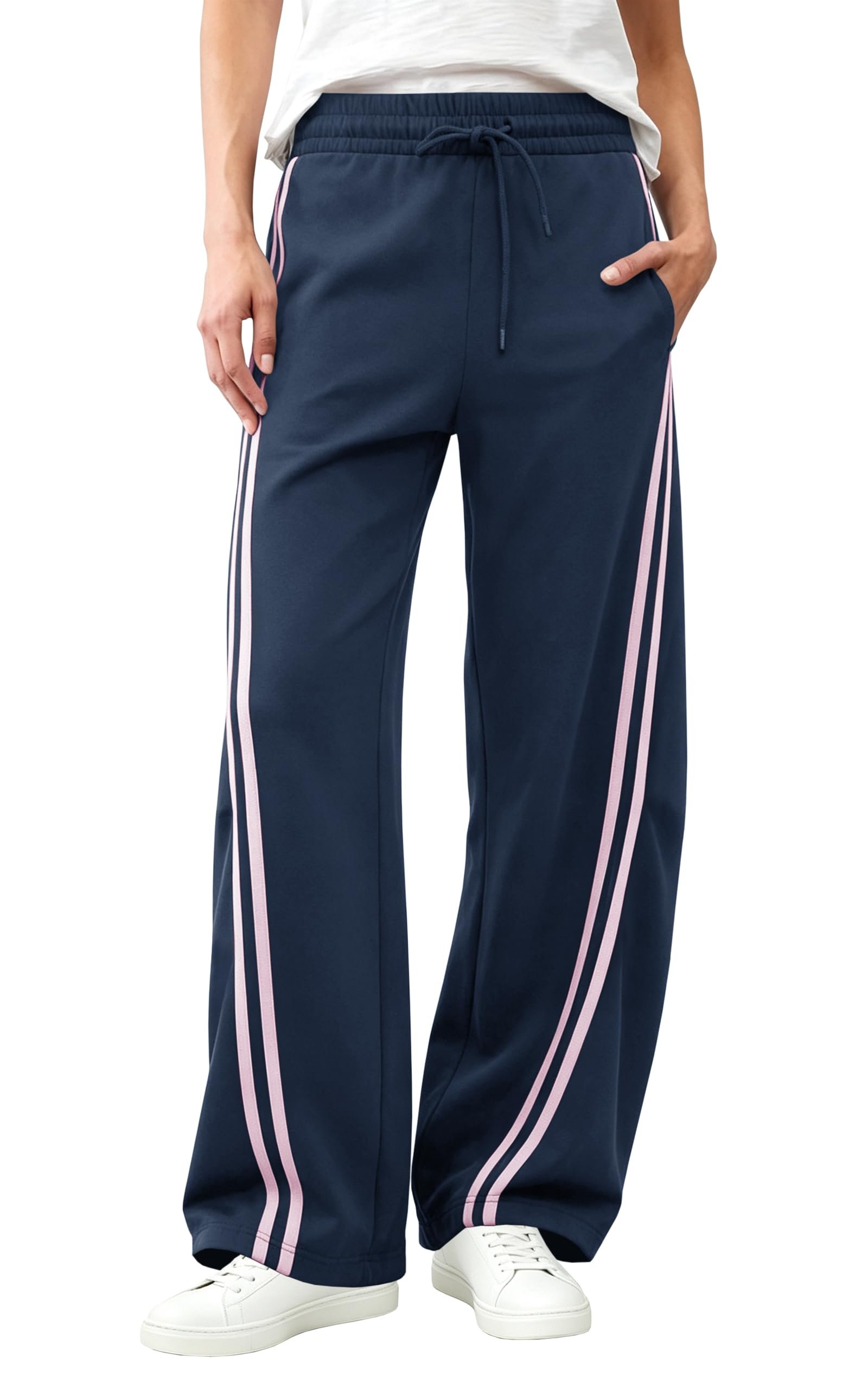 The outlook is bright for Top — Egockal Women's Baggy Barrel Sweatpants Wide Leg Side Striped Sweat Pants