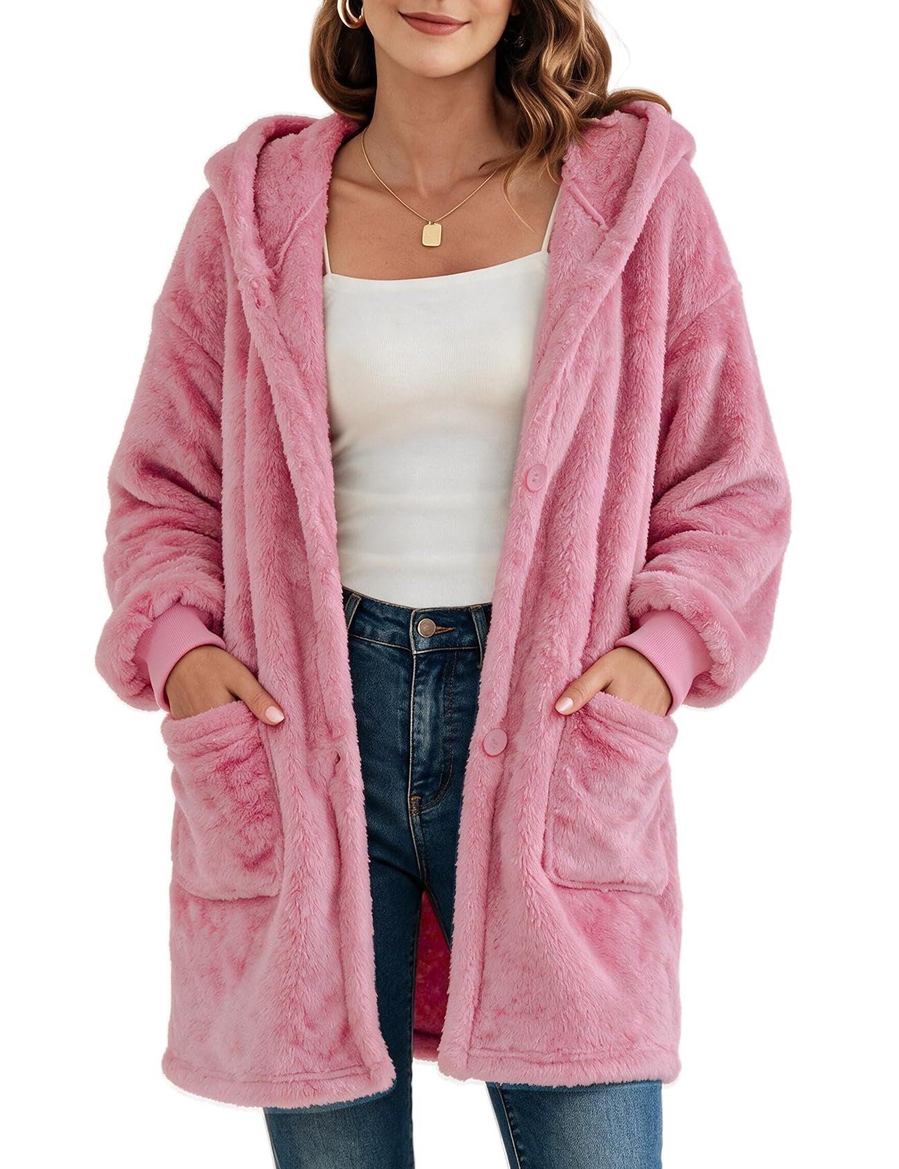 Closet called. Hooded Sweatshirt picked up — Rojzr Womens Oversized Fuzzy Fleece Hooded Sweatshirt Cardigan Jacket