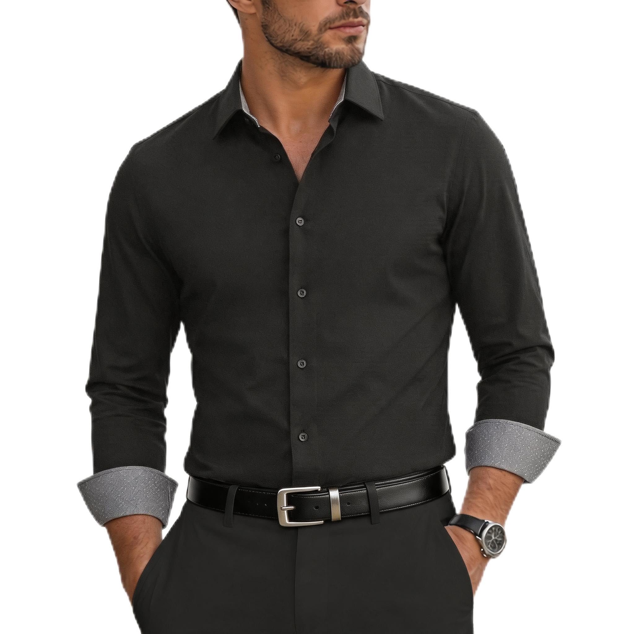 A quick cameo from Dress — Warhorsee Mens Wrinkle Free Dress Shirt Long Sleeve Button Down Shirts