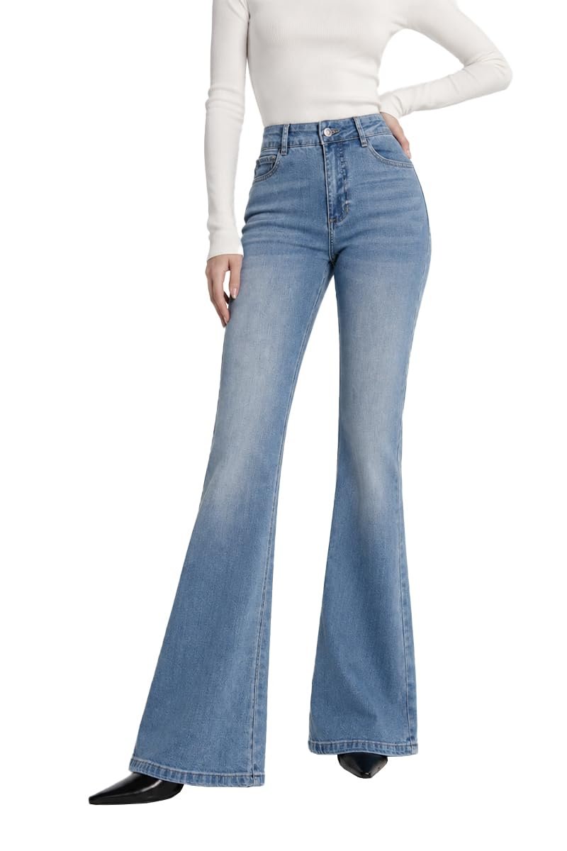 Partly cloudy, fully styled in Tank Top — Doraviie Women's High Waisted Bootcut Tummy Control Stretch Jeans
