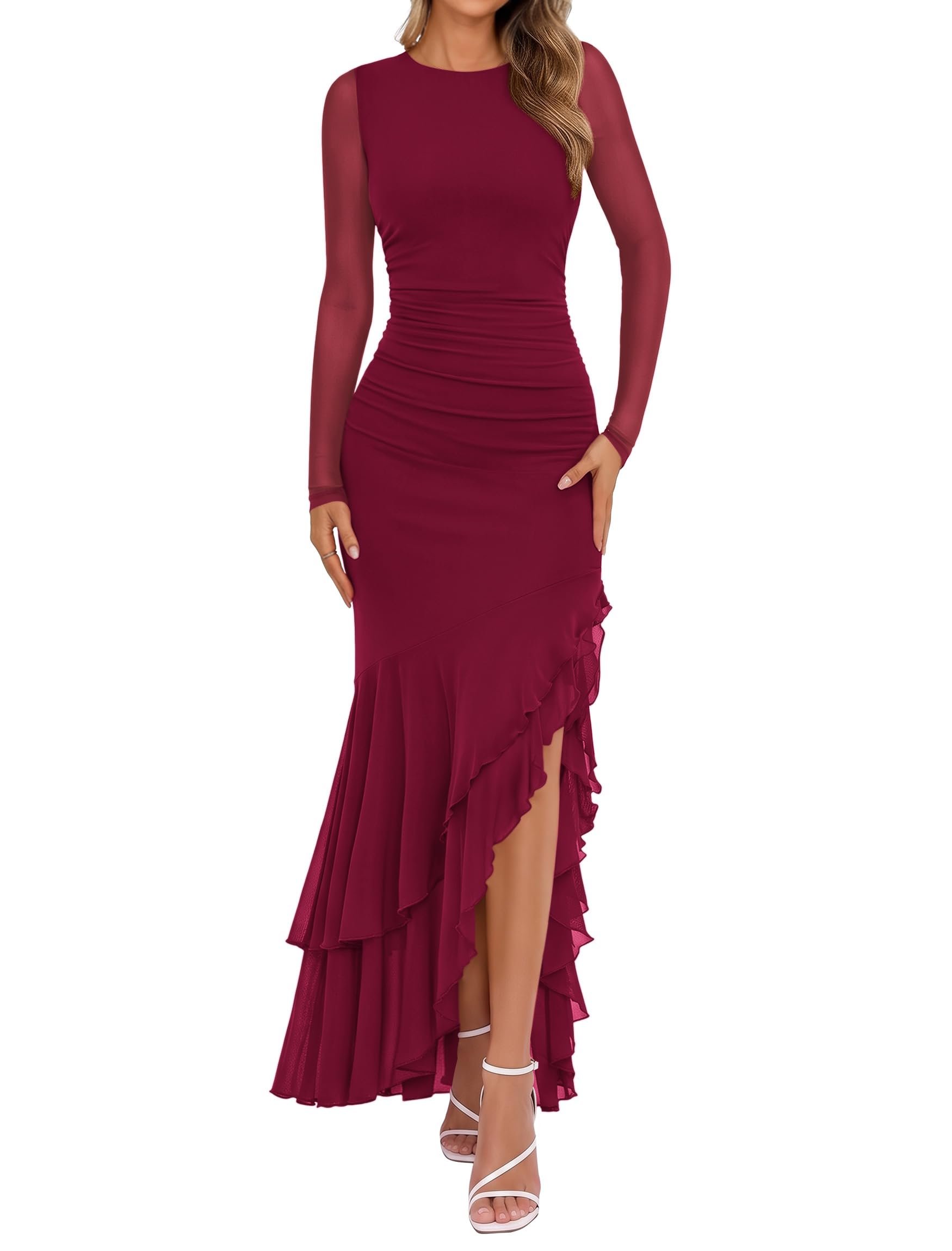 Dress: proof I can dress and tell a joke — Iwd Women's Long Sleeve Maxi Dress Fall Cocktail Wedding Guest Dresses