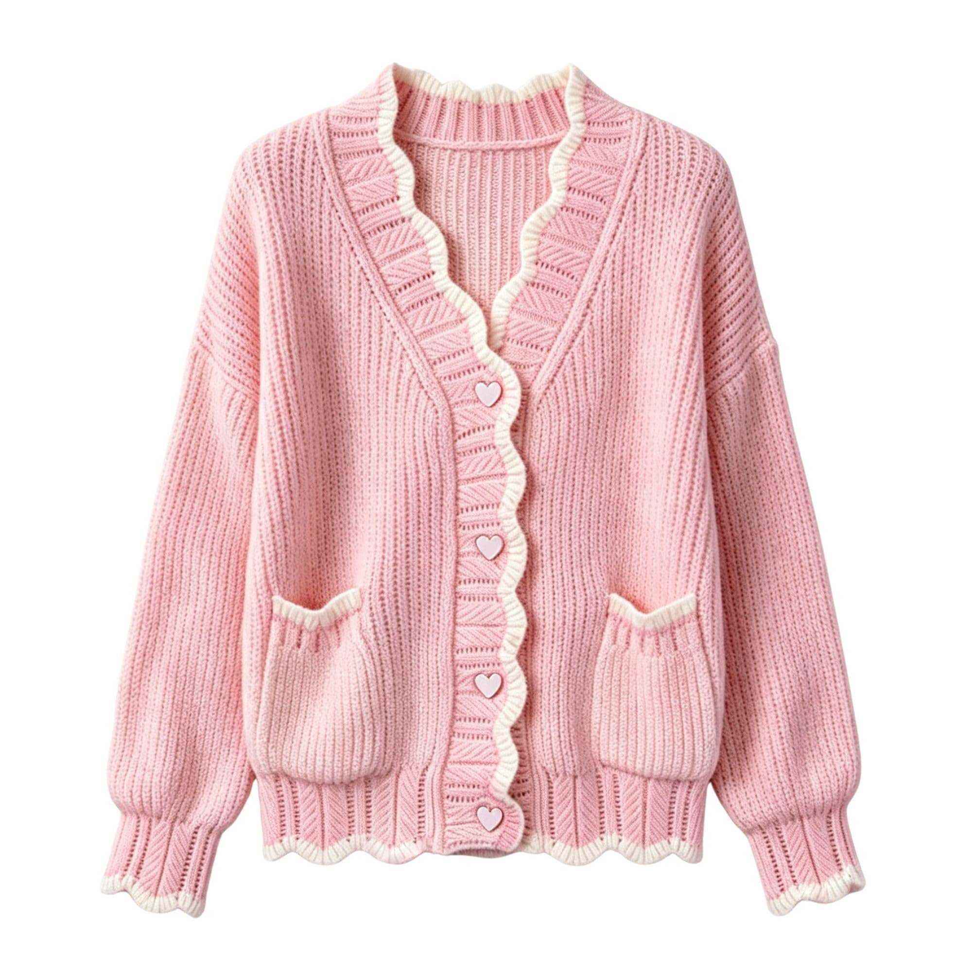 I wore Jacket; the day developed a personality — Chevara Women’s Cute Knit Cardigan Heart Button Long Sleeve Sweater Coat