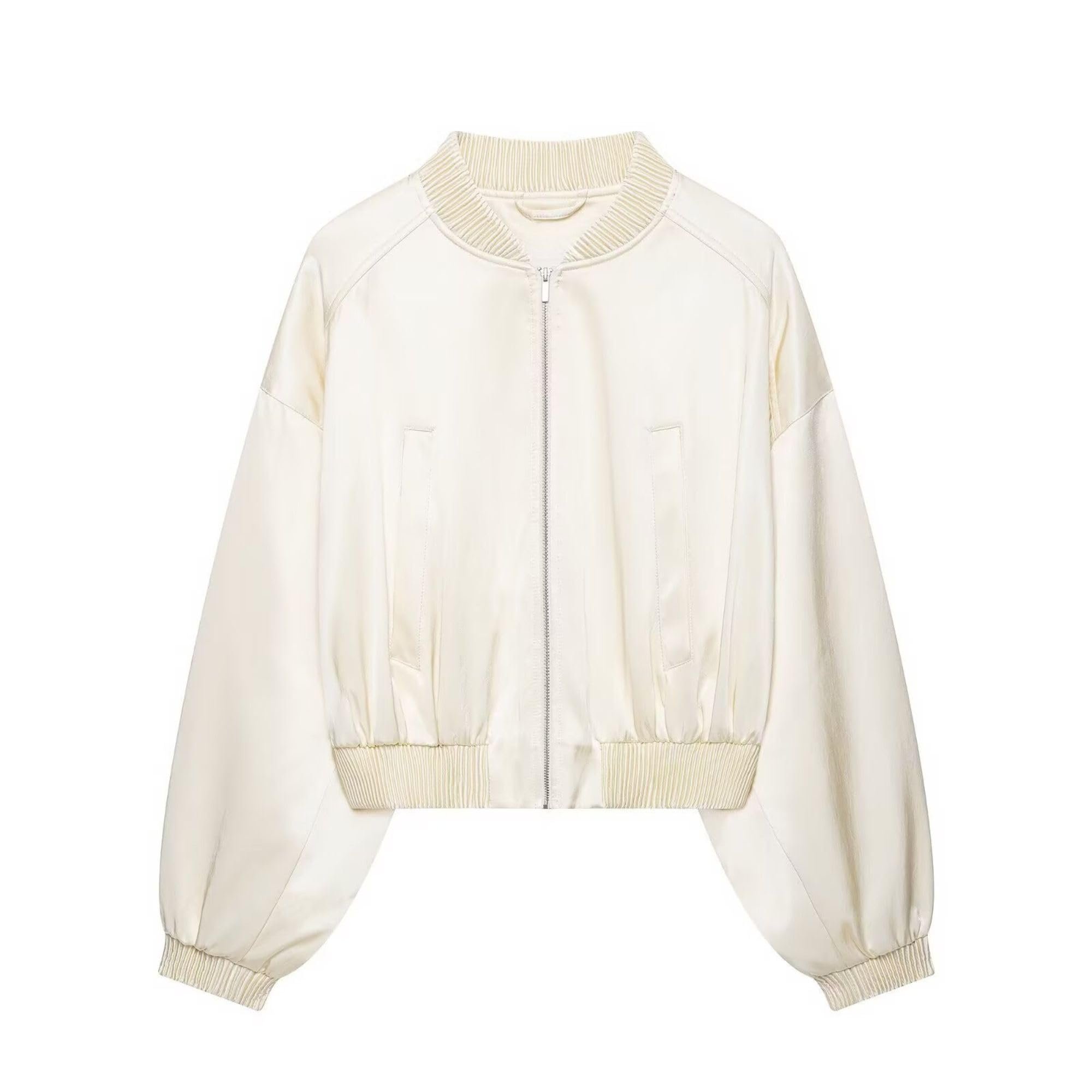 The schedule said casual; Cropped Jacket heard camera-ready — FindThy Women’s Cropped Bomber Jacket Long Sleeve Zip Up Pleated Coat