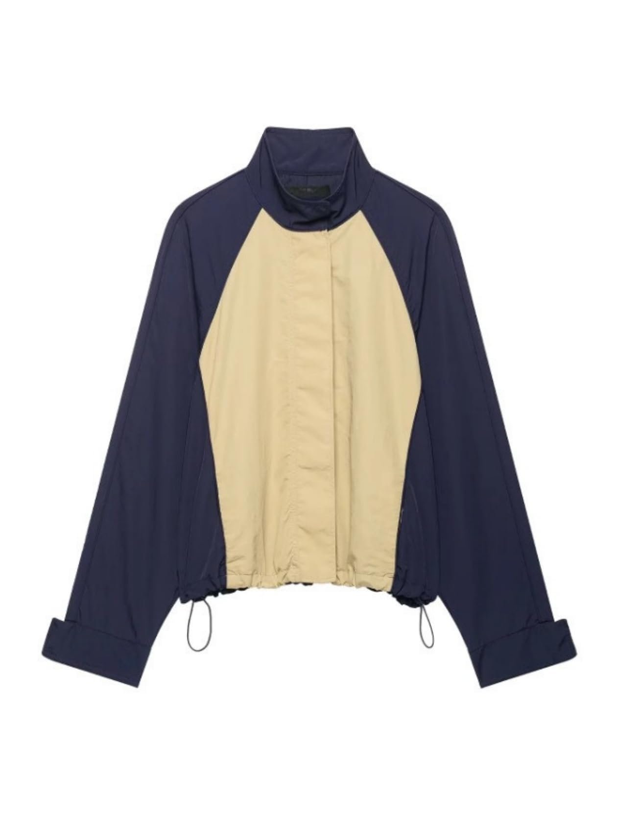 Sunset did the colorblocking for me — Bellesumyee Womens Colorblock Trench Jacket High Collar Long Sleeve Shacket