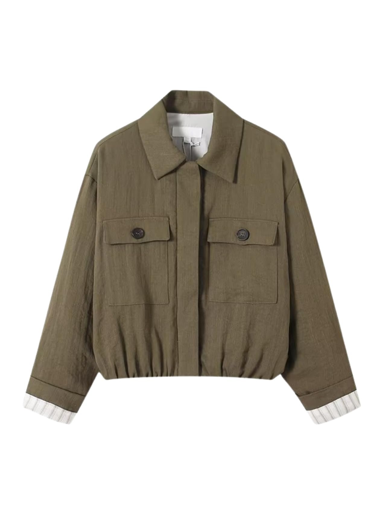 Jacket brought its own sunshine — Bellesumyee Womens Roll Up Long Sleeves Short Jacket Lapel Collar Outerwear